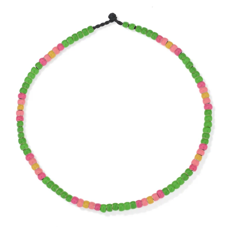 One of a Kind Green Orchid Full Enamel Mini Bead Necklace sold by Adina Reyter