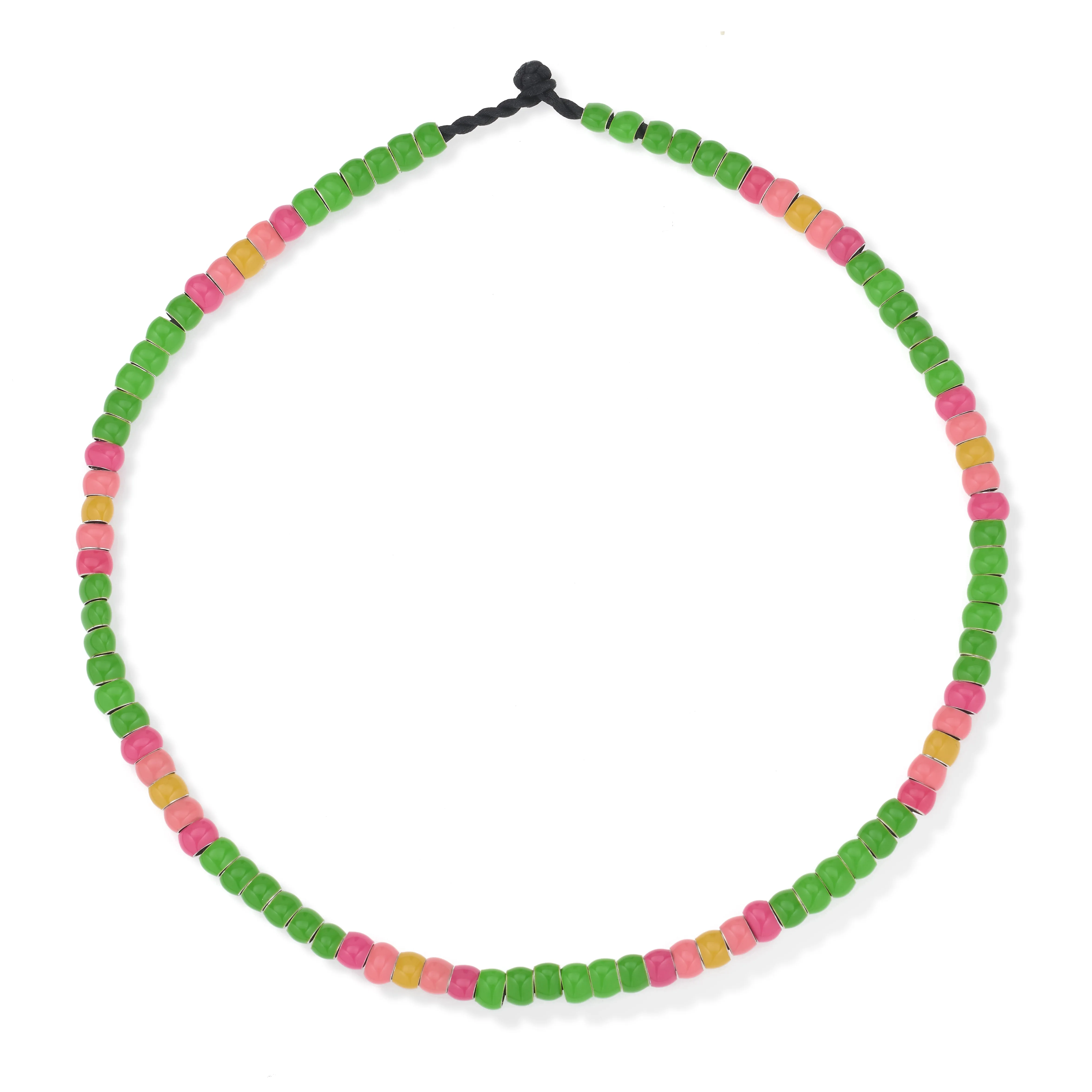 One of a Kind Green Orchid Full Enamel Mini Bead Necklace sold by Adina Reyter