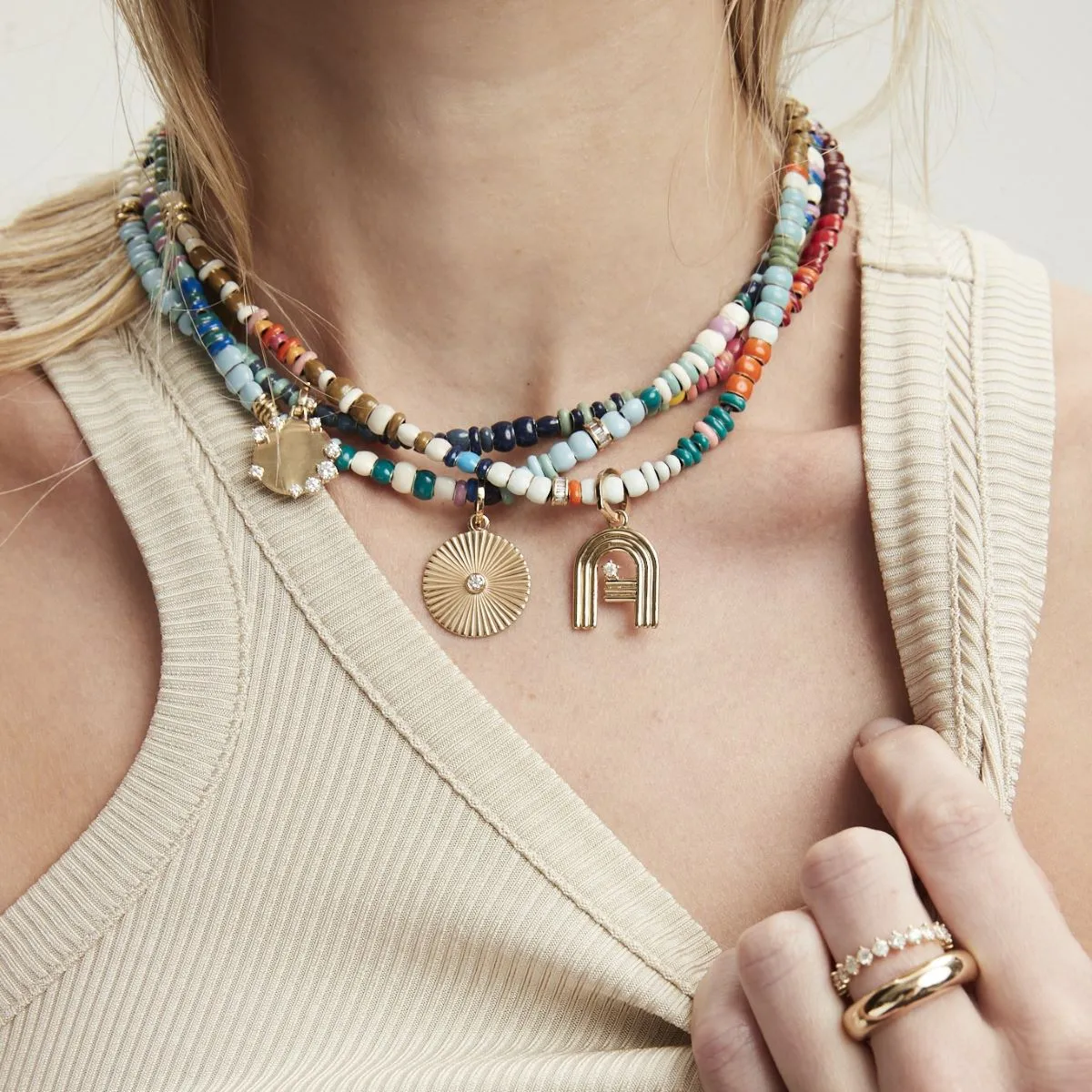 One of a Kind Sienna Shore Full Enamel Mini Bead Necklace sold by Adina Reyter product image thumbnail 2