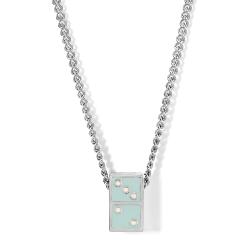 One of a Kind Arctic Blue Enamel Domino Necklace sold by Adina Reyter