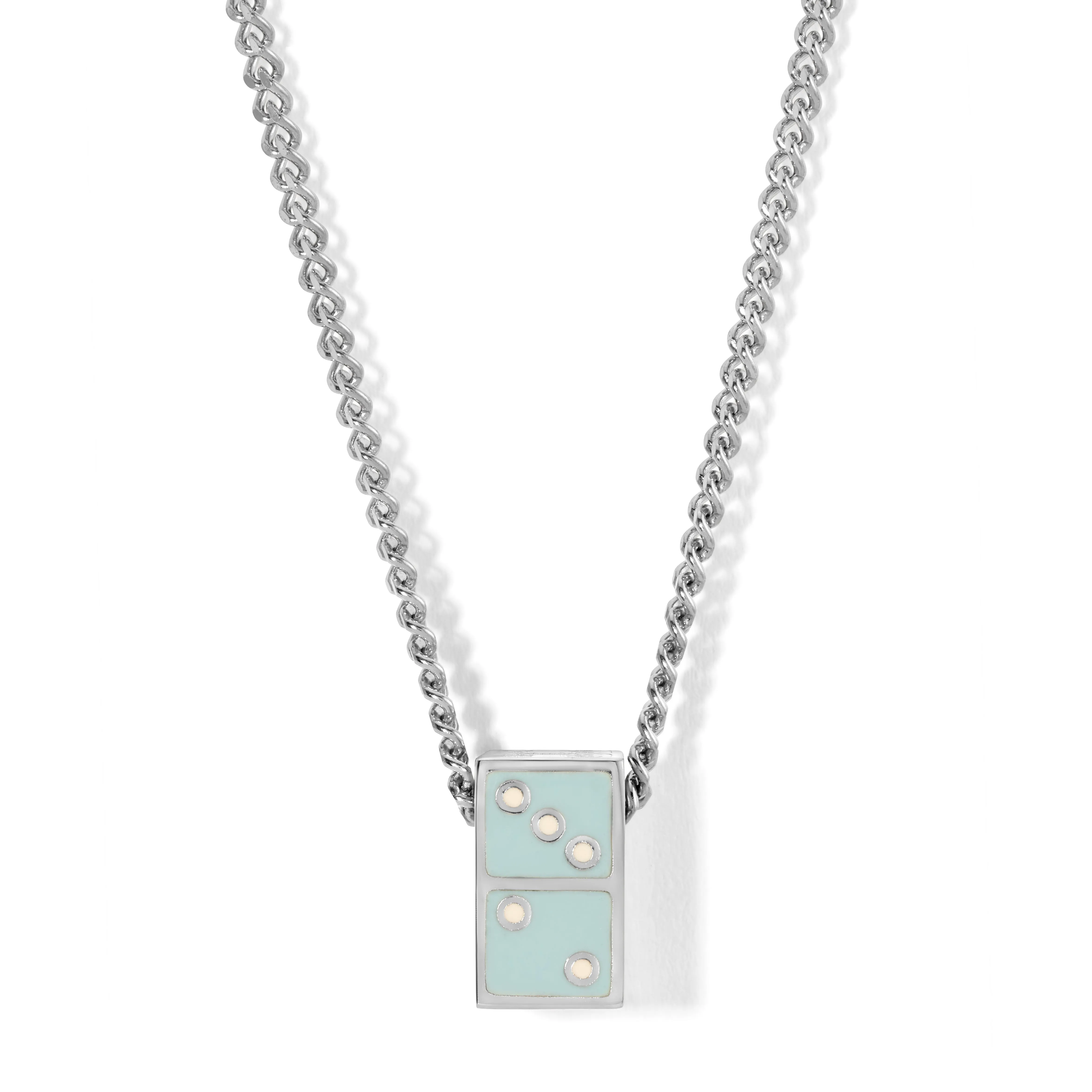 One of a Kind Arctic Blue Enamel Domino Necklace sold by Adina Reyter