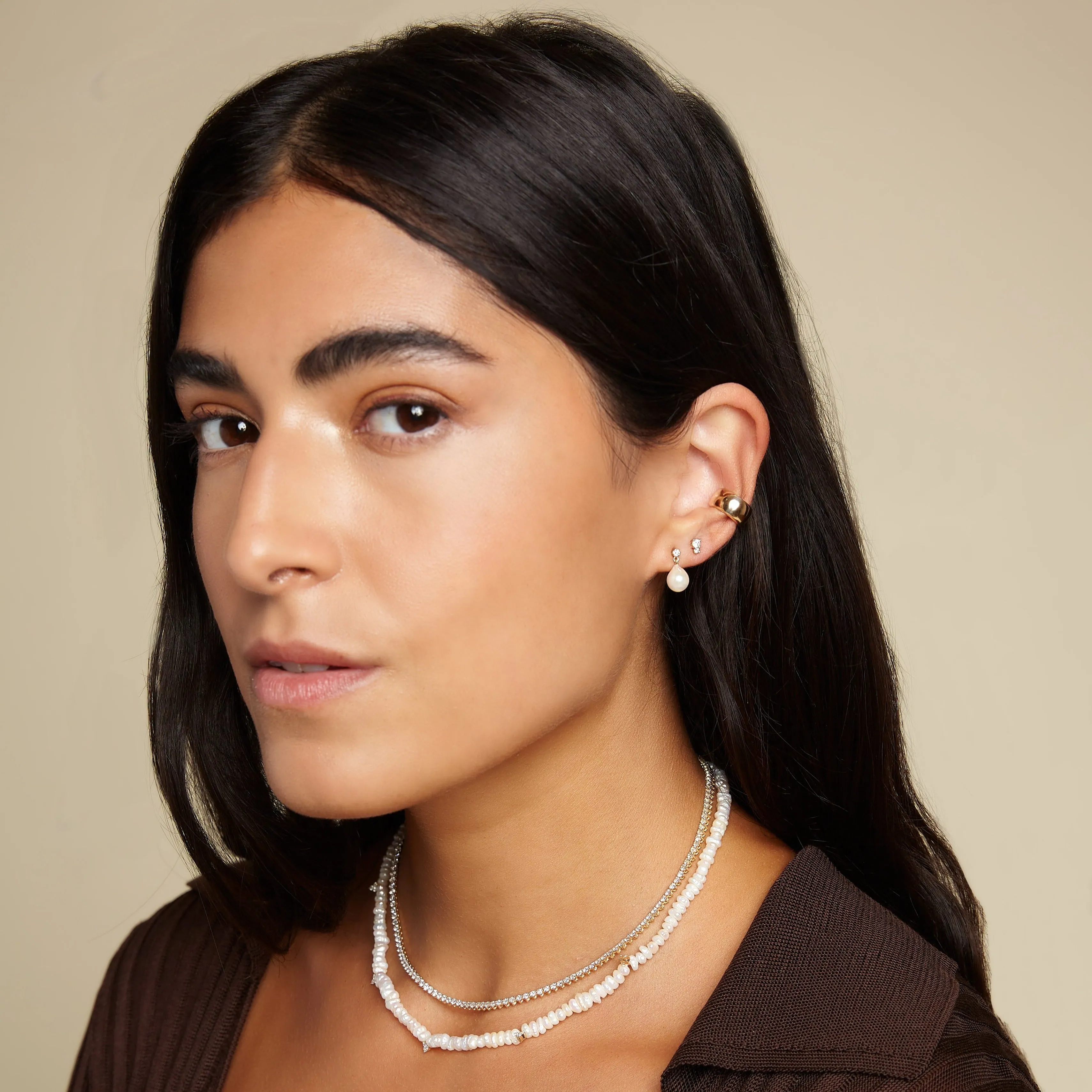 2 Diamond Amigos Freshwater Pearl Chain Necklace sold by Adina Reyter product image thumbnail 2