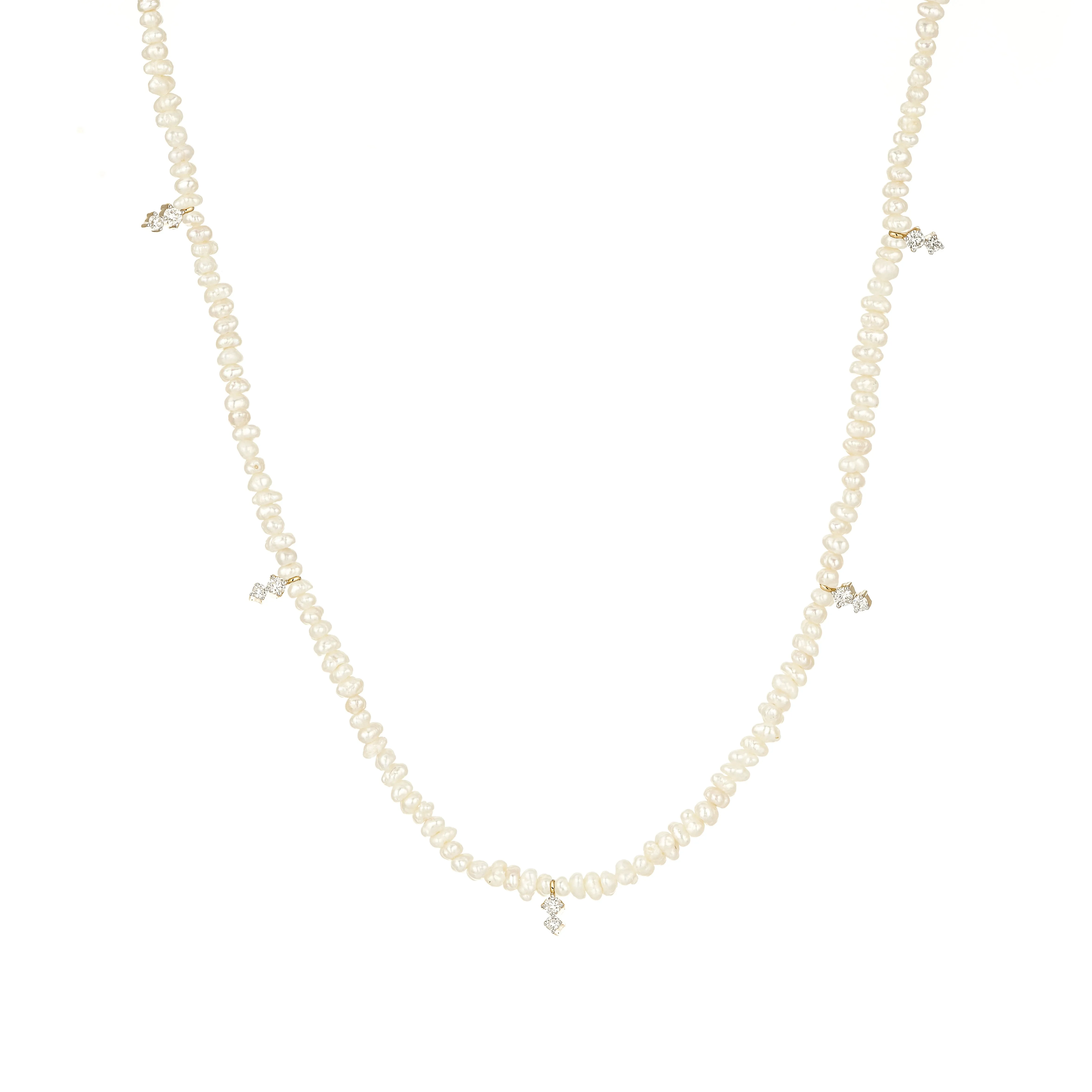 2 Diamond Amigos Freshwater Pearl Chain Necklace sold by Adina Reyter