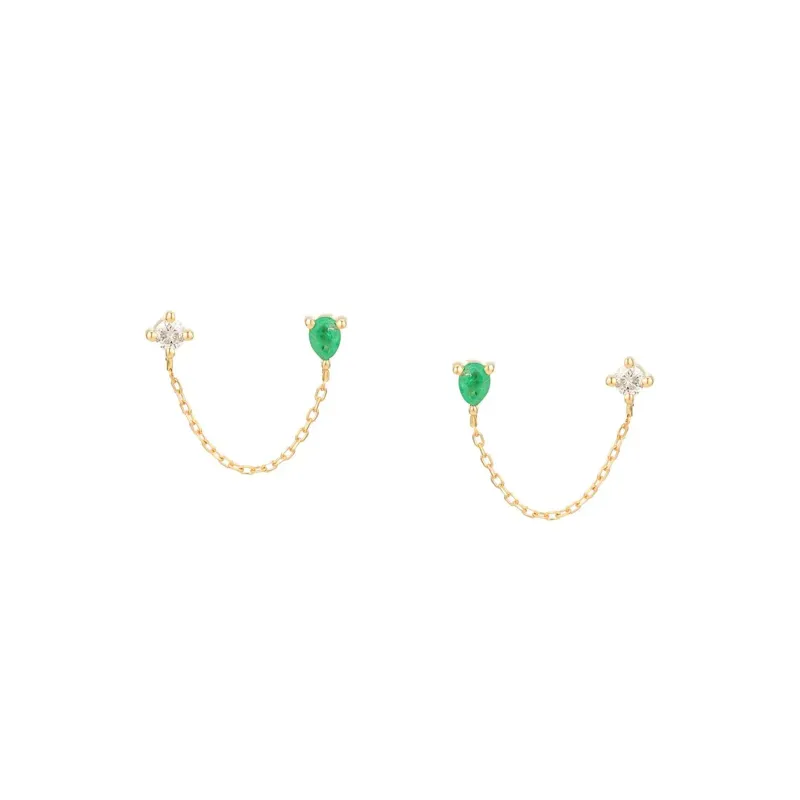 Emerald + Diamond Chain Posts sold by Adina Reyter