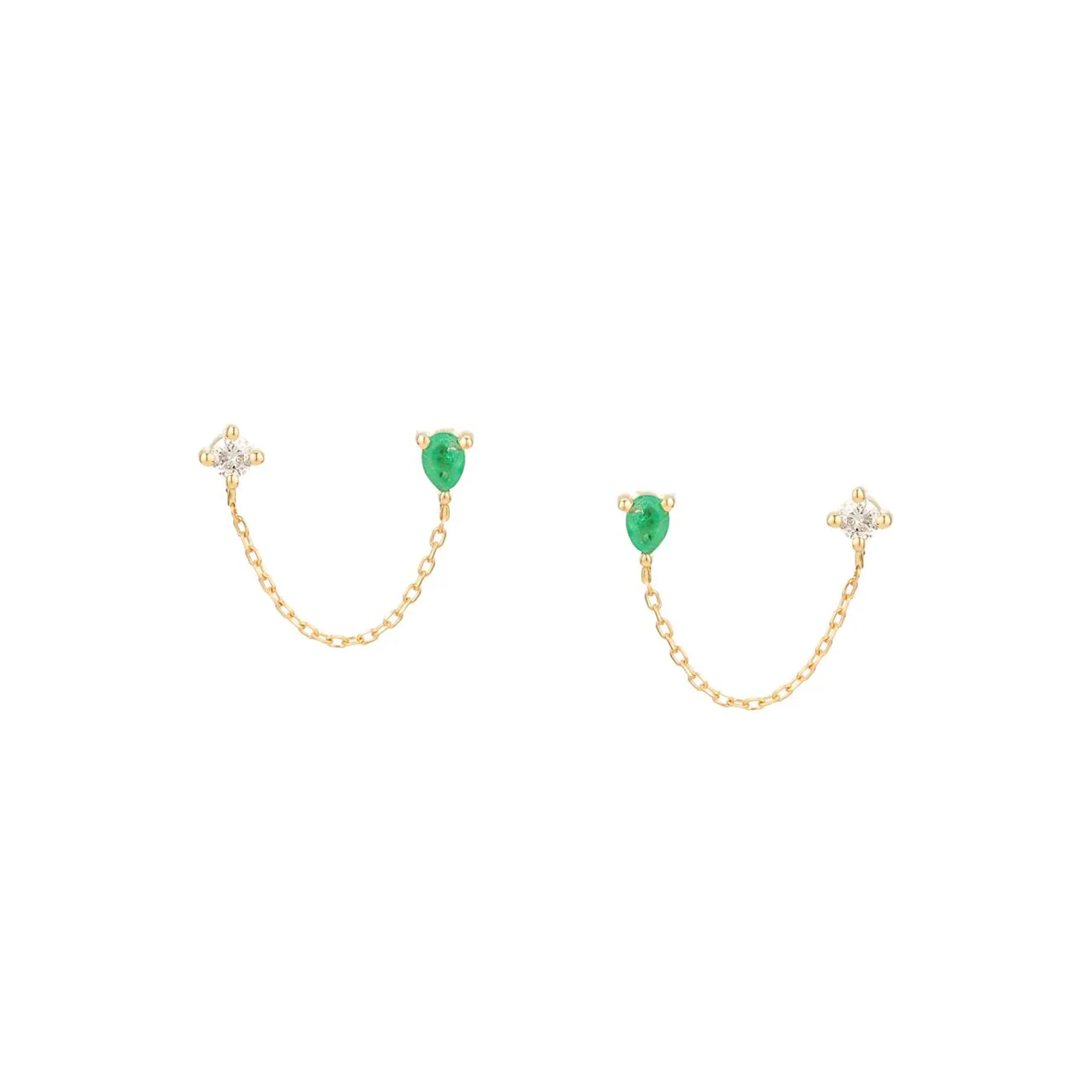 Emerald + Diamond Chain Posts sold by Adina Reyter