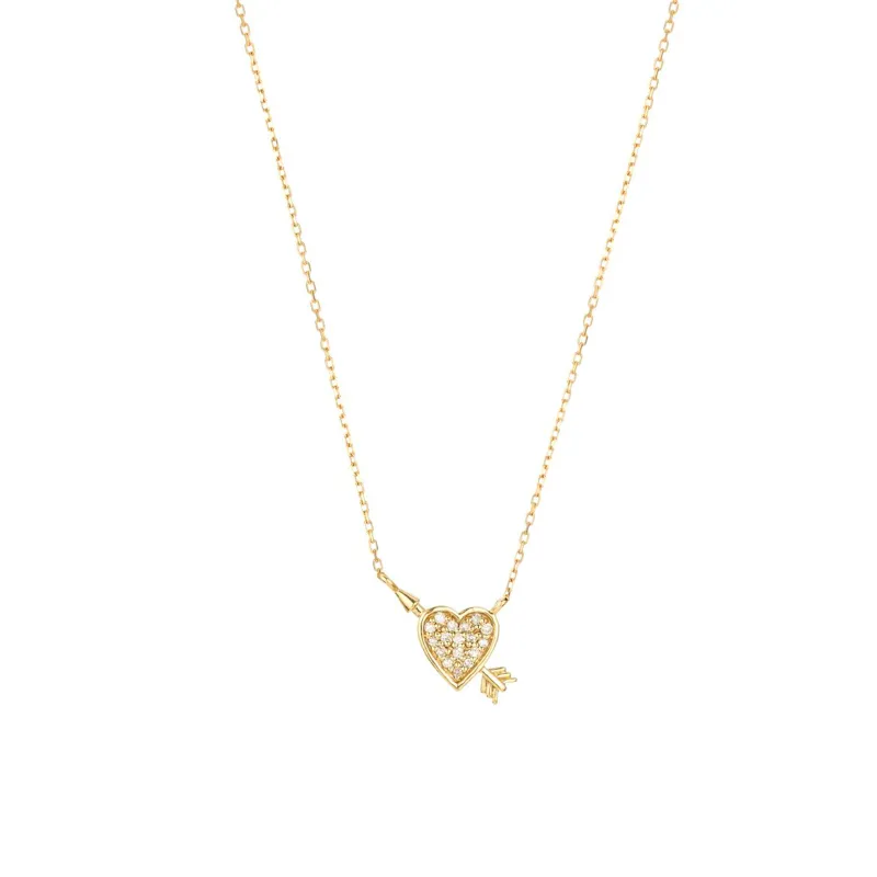 Tiny Pavé Heart + Arrow Necklace sold by Adina Reyter