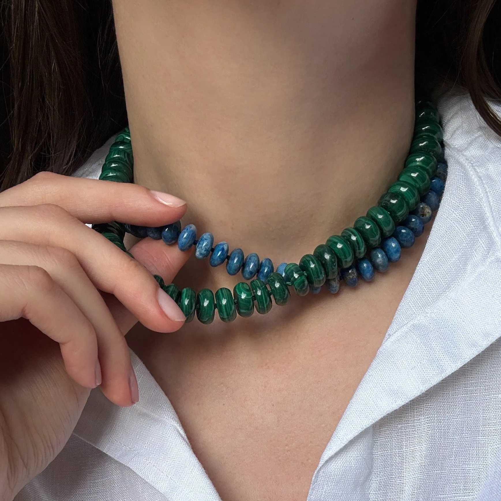 One of a Kind Malachite Coin Bead Necklace sold by Adina Reyter product image thumbnail 2