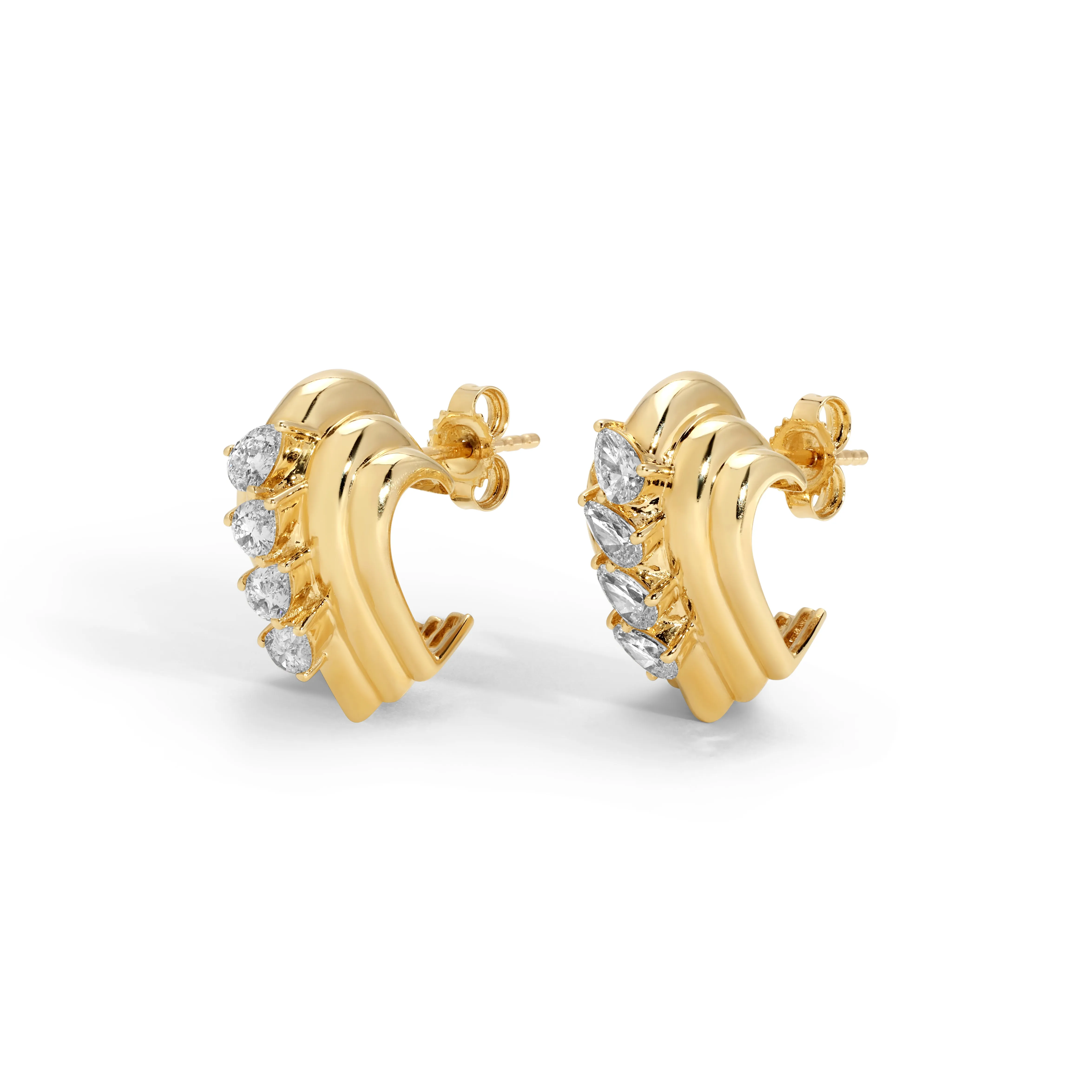 One of a Kind Wide Huggie Heart Hoops - Lab Grown sold by Adina Reyter