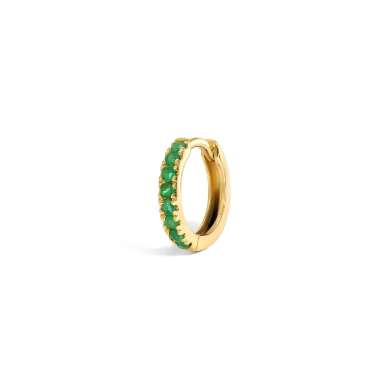 One of a Kind Green Emerald Pave Single Huggie Hoop sold by Adina Reyter