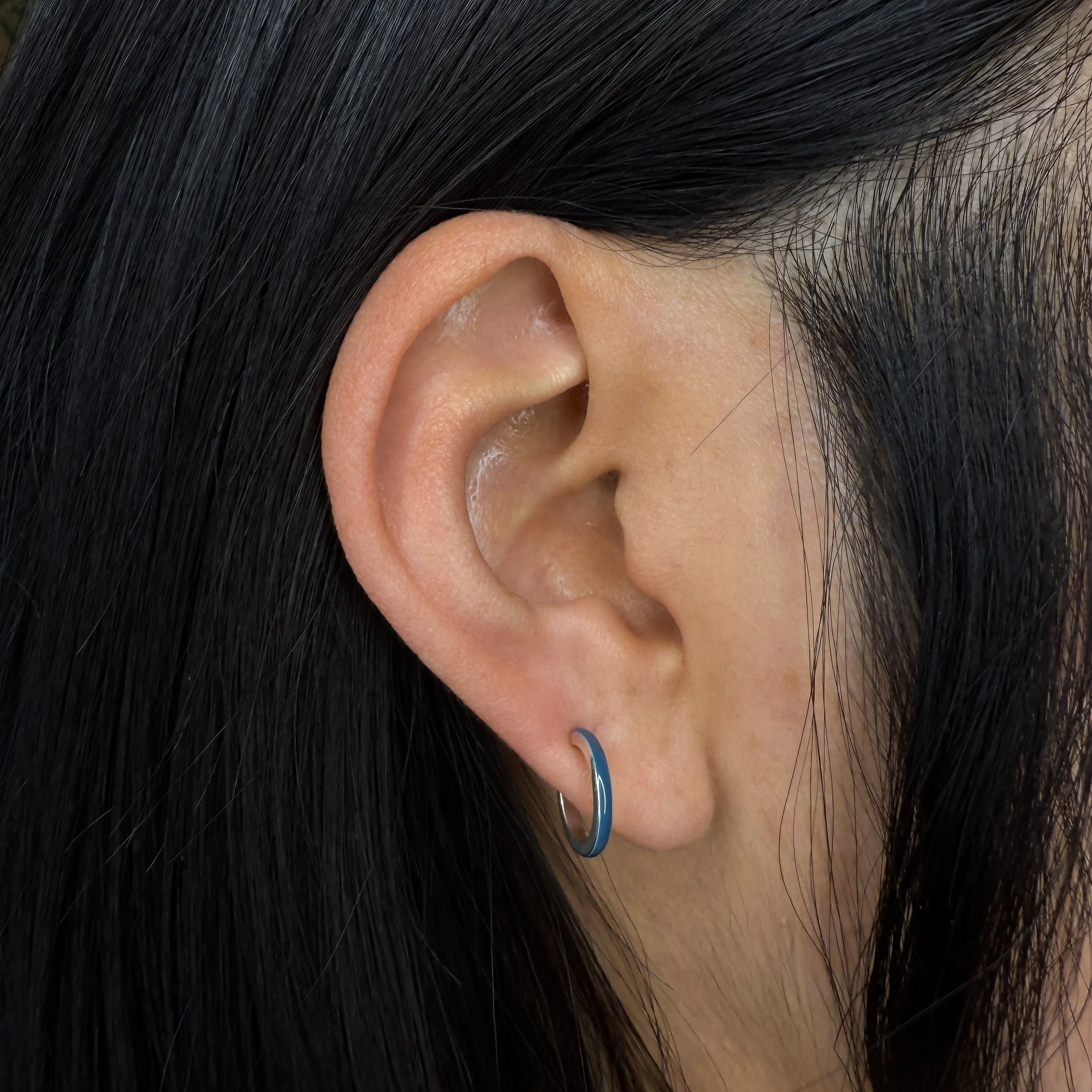 One of a Kind Blue Enamel Narrow Single Hoop sold by Adina Reyter product image thumbnail 2