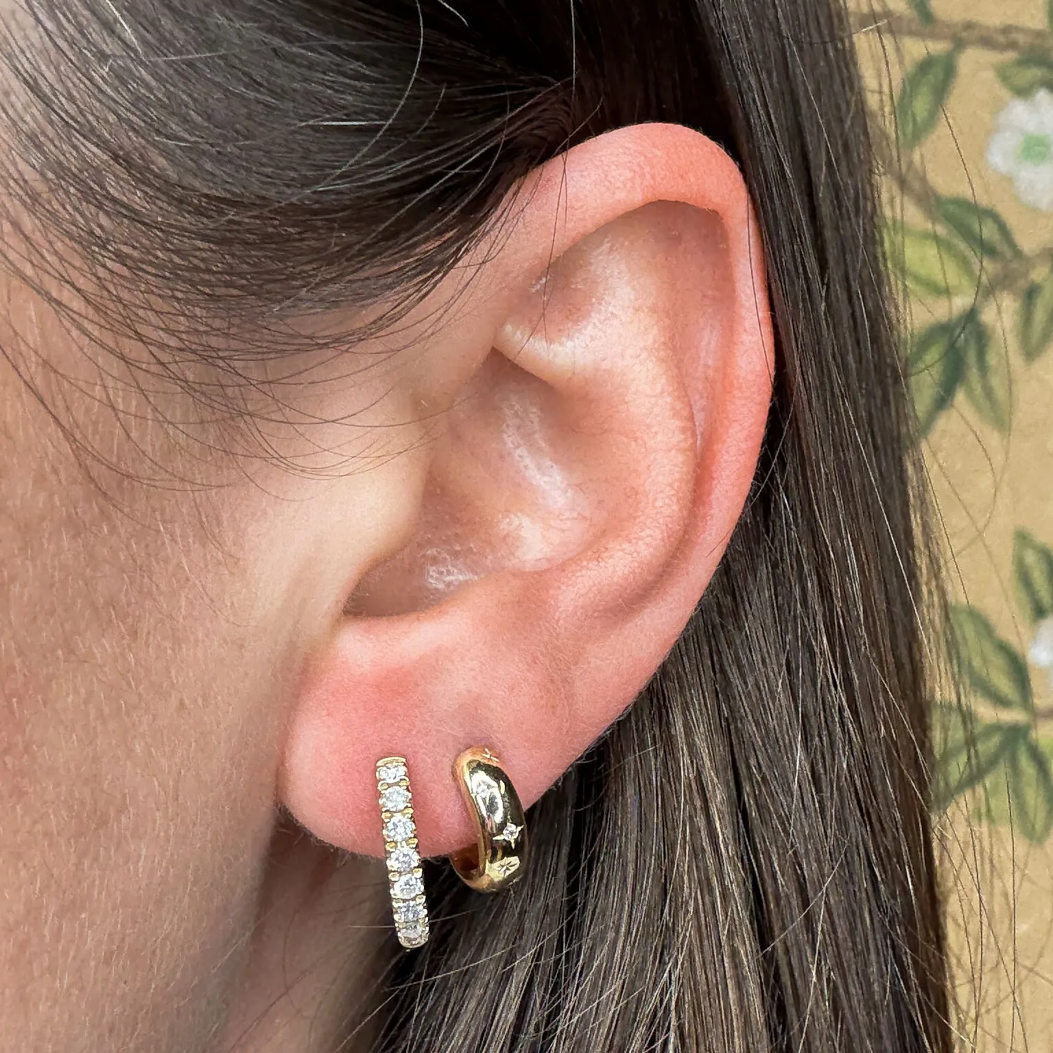 One of a Kind 15mm Diamond Pave Single Huggie Hoop sold by Adina Reyter product image thumbnail 2