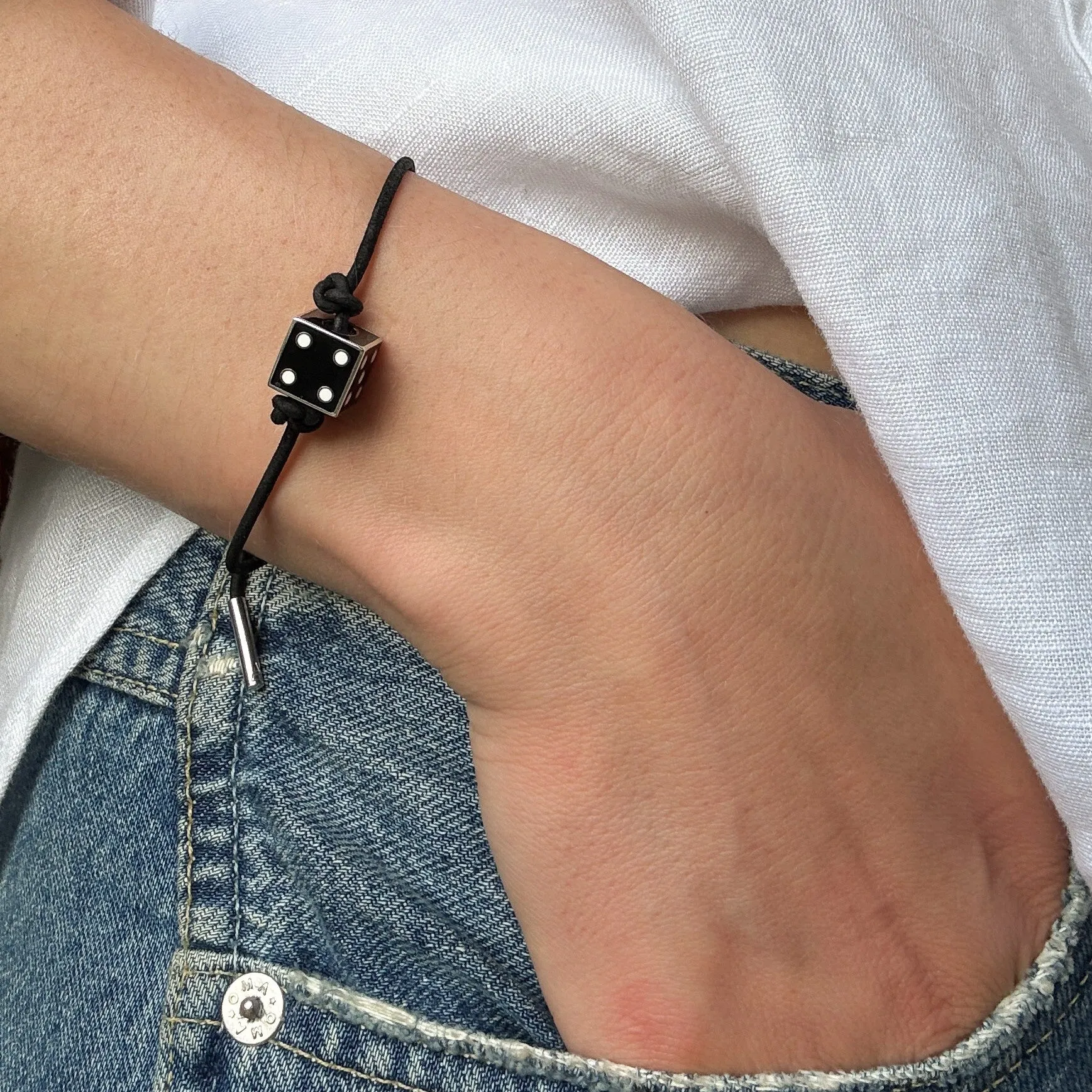 One of a Kind Black Enamel Dice Bracelet sold by Adina Reyter product image thumbnail 2