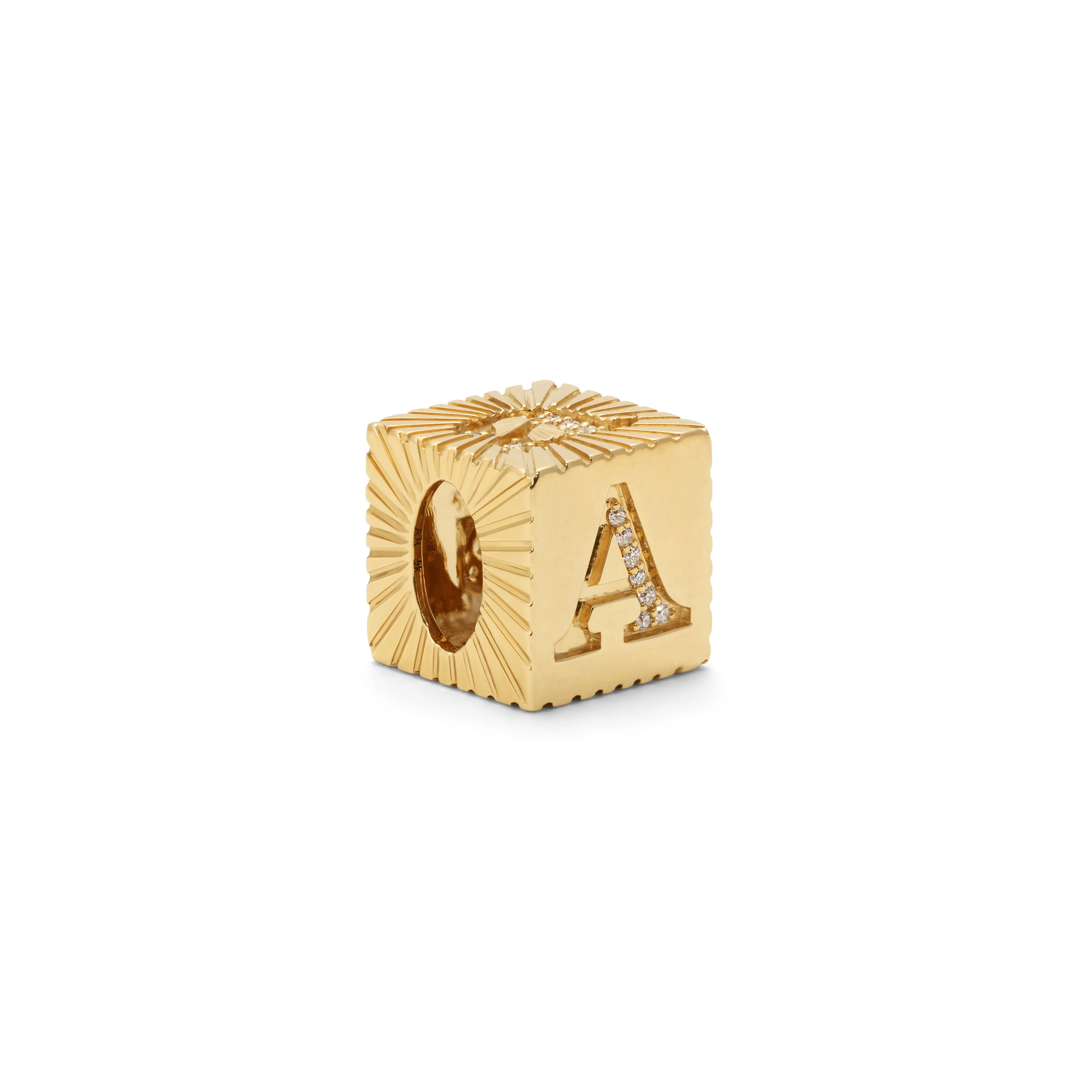 One of a Kind Fluted Diamond Initial Block Big Bead - Letter A sold by Adina Reyter product image thumbnail 2