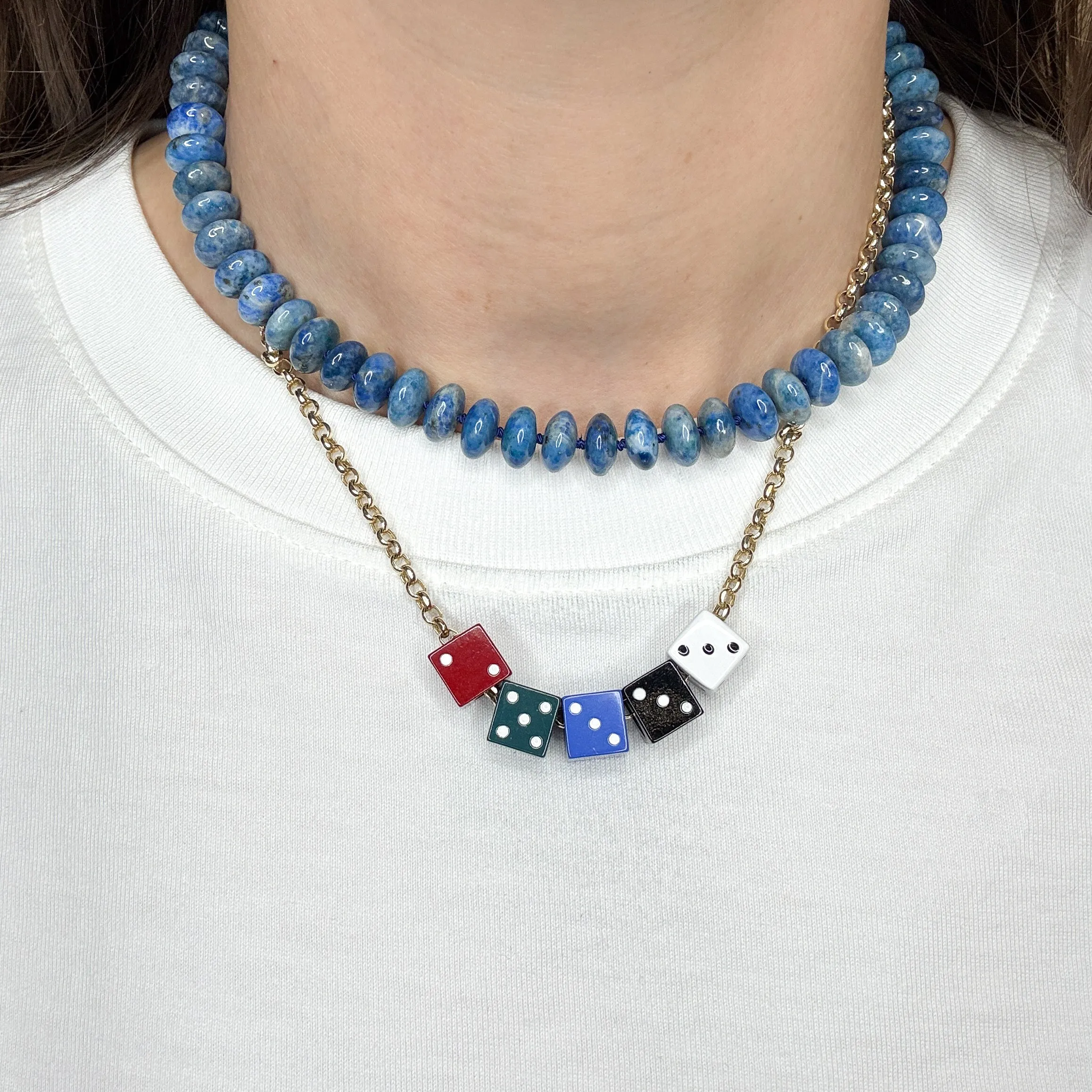 One of a Kind White and Black Enamel Dice Big Bead sold by Adina Reyter product image thumbnail 2