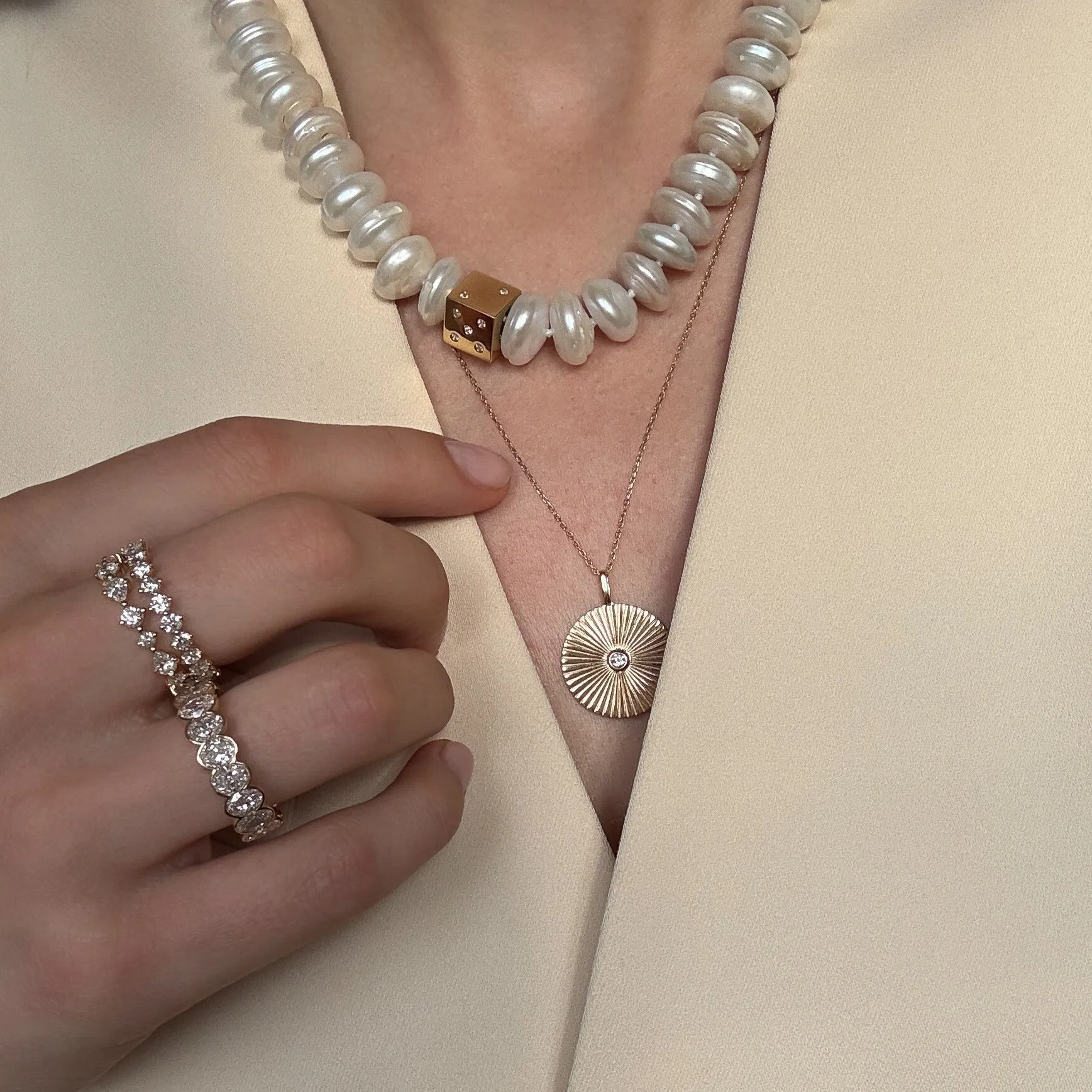 One of a Kind Half Bezel Oval Diamond Eternity Ring - Lab Grown 6.17ct, Size 6 sold by Adina Reyter product image thumbnail 2