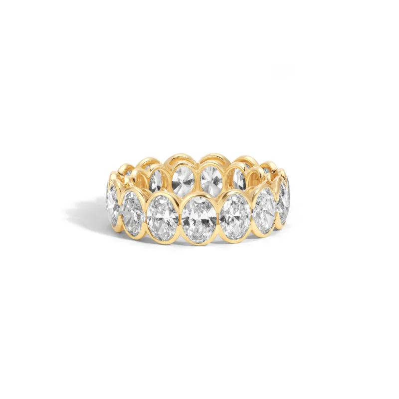 One of a Kind Half Bezel Oval Diamond Eternity Ring - Lab Grown 6.17ct, Size 6 sold by Adina Reyter