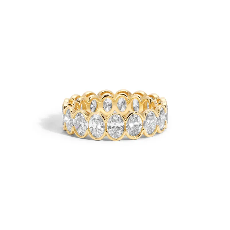 One of a Kind Half Bezel Oval Diamond Eternity Ring - Lab Grown 4.40ct, Size 6 sold by Adina Reyter