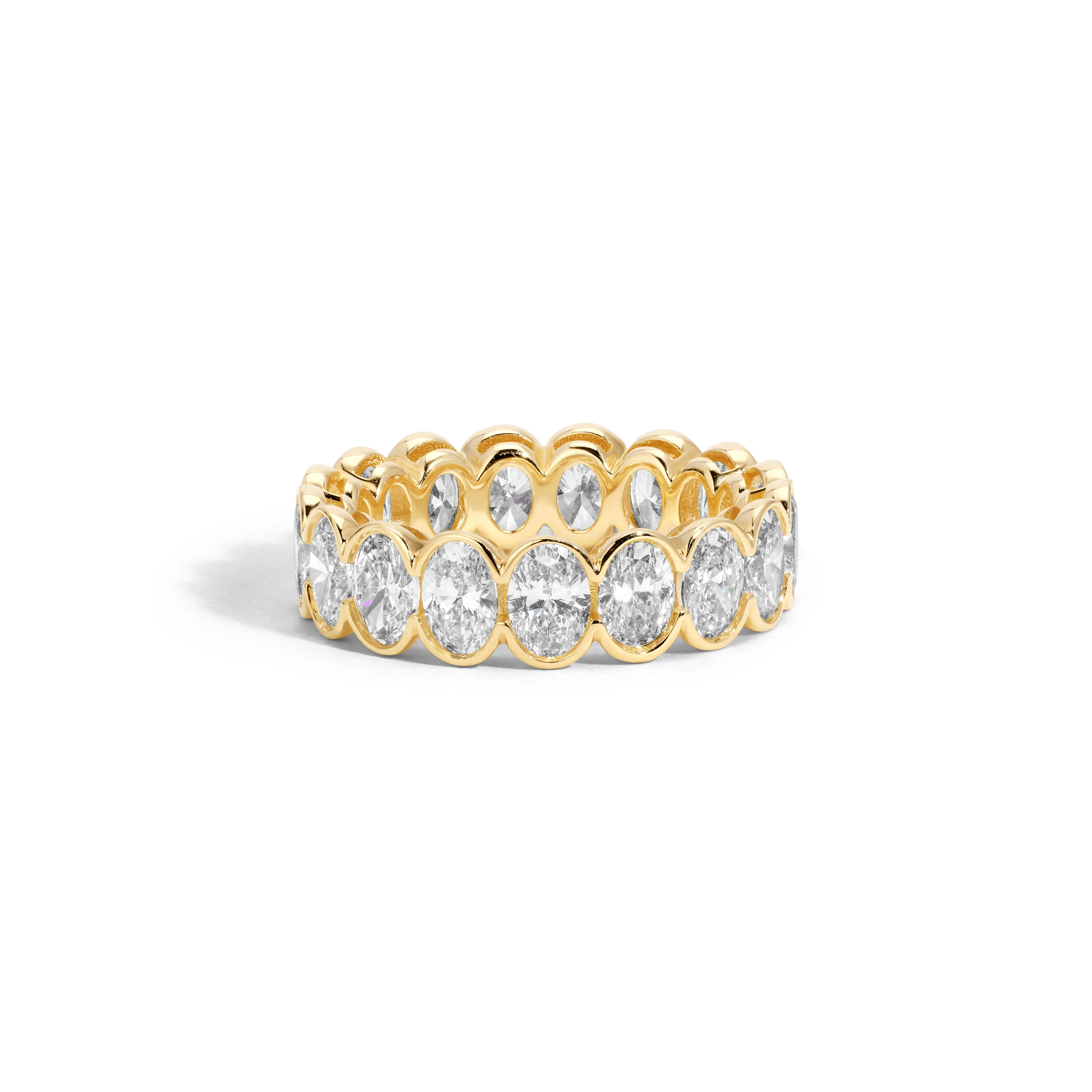 One of a Kind Half Bezel Oval Diamond Eternity Ring - Lab Grown 4.40ct, Size 6 sold by Adina Reyter