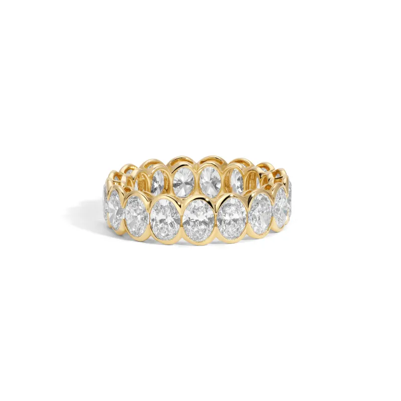 One of a Kind Half Bezel Oval Diamond Eternity Ring - Lab Grown 4.32ct, Size 6 sold by Adina Reyter