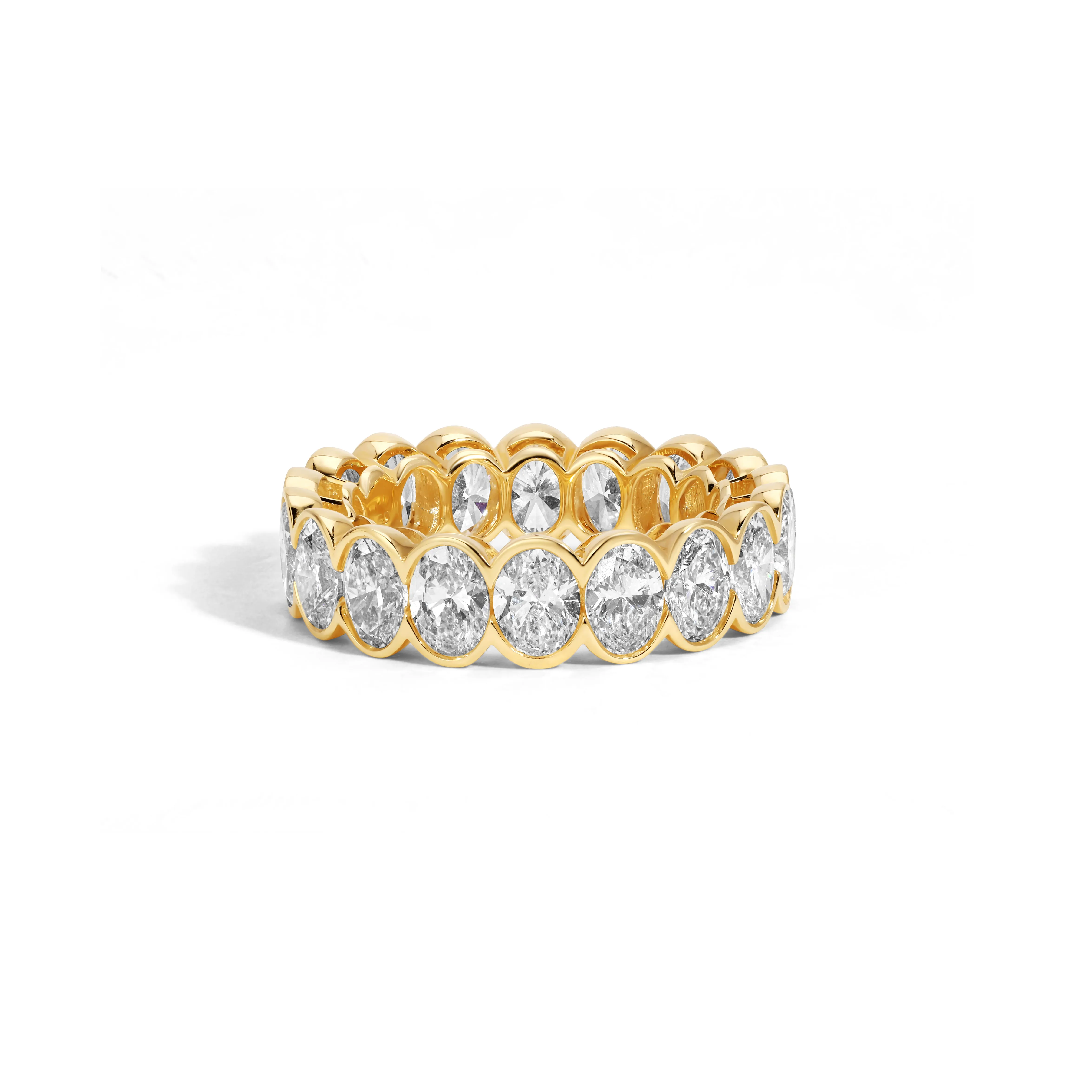 One of a Kind Half Bezel Oval Diamond Eternity Ring - Lab Grown 5.76ct, Size 6 sold by Adina Reyter