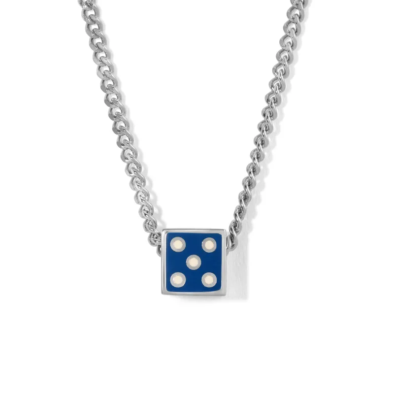 One of a Kind Cobalt Blue Enamel Mini Dice Necklace sold by Adina Reyter