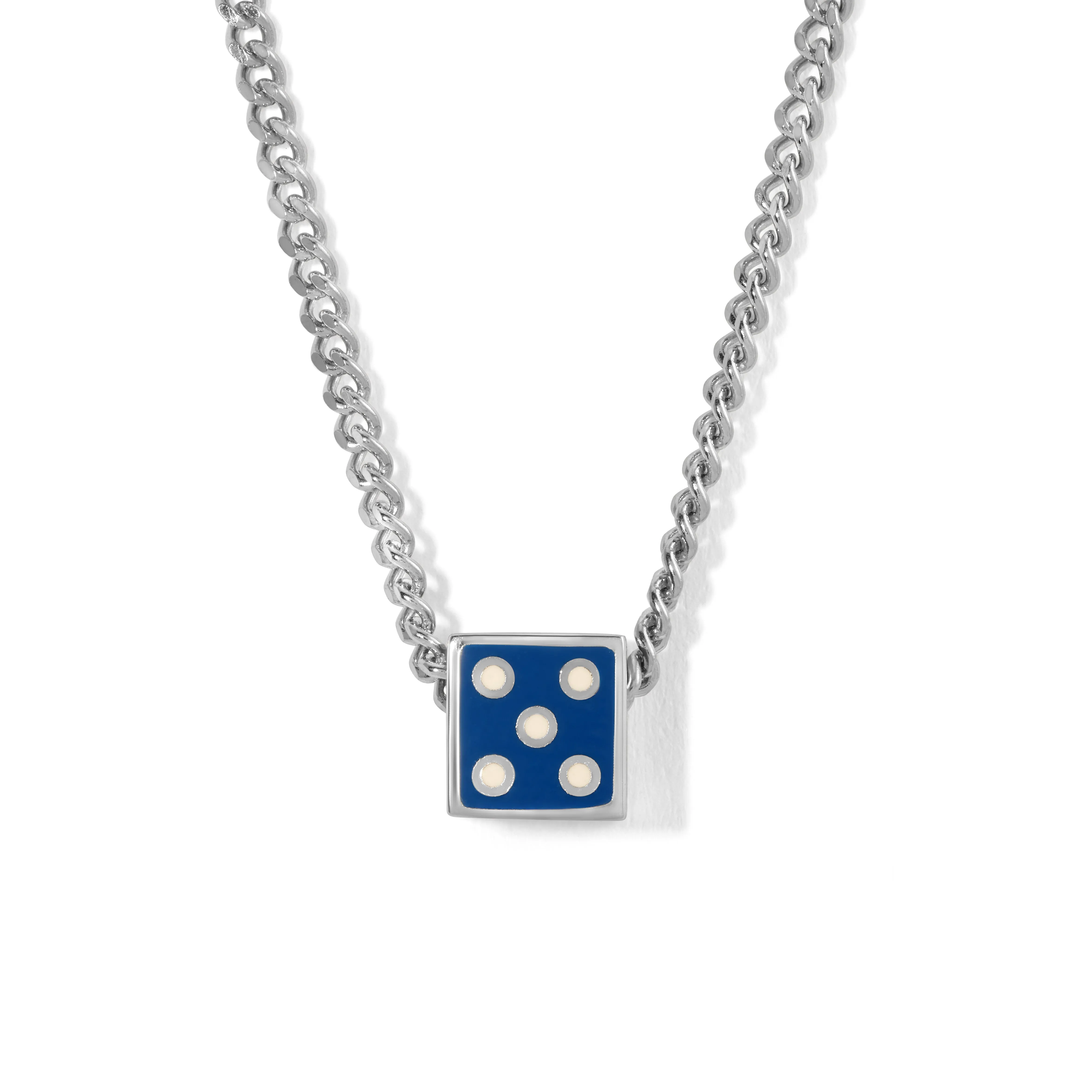 One of a Kind Cobalt Blue Enamel Mini Dice Necklace sold by Adina Reyter
