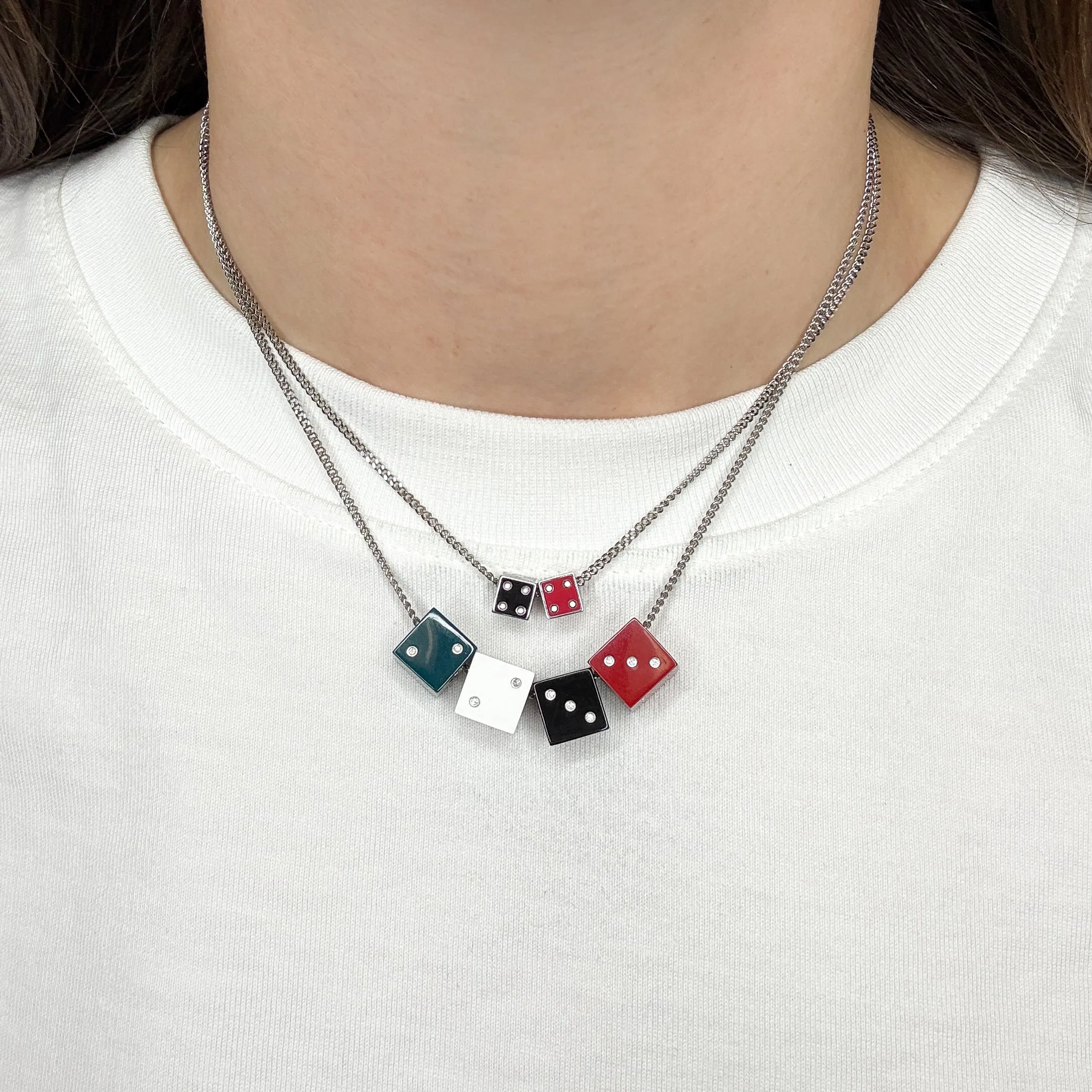 One of a Kind Black & Red Enamel Mini Dice Necklace sold by Adina Reyter product image thumbnail 2