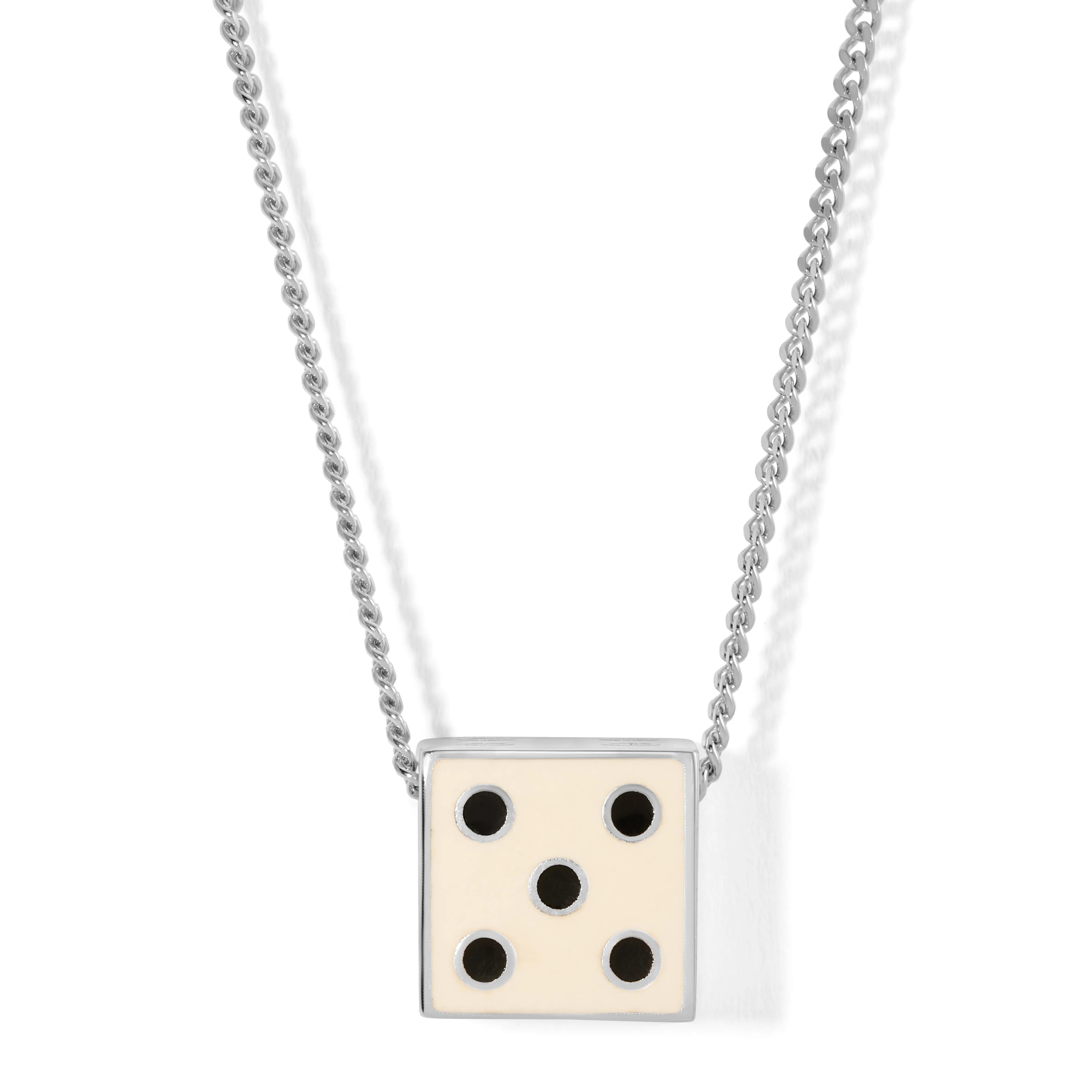 One of a Kind White Enamel Dice Necklace sold by Adina Reyter