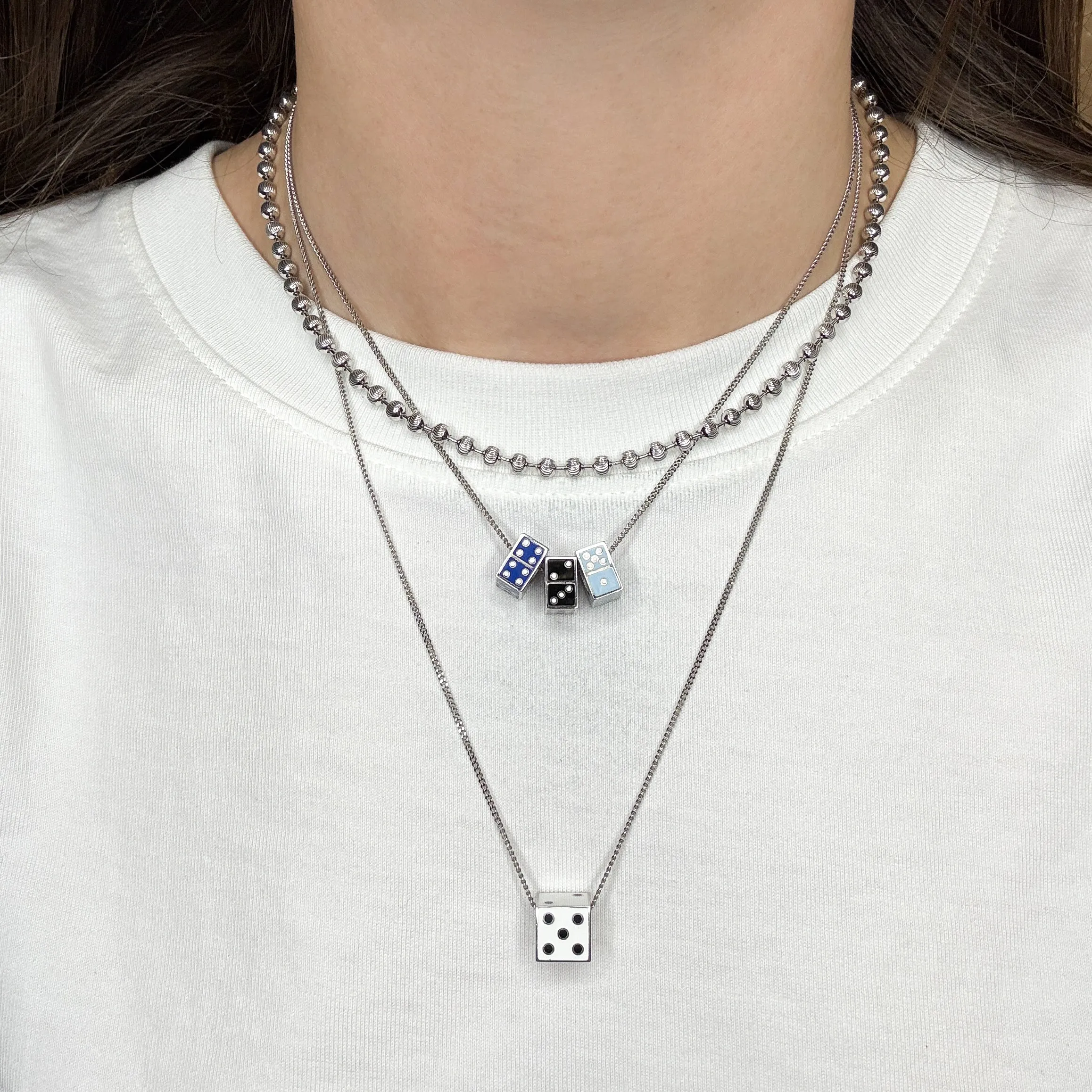 One of a Kind White Enamel Dice Necklace sold by Adina Reyter product image thumbnail 2