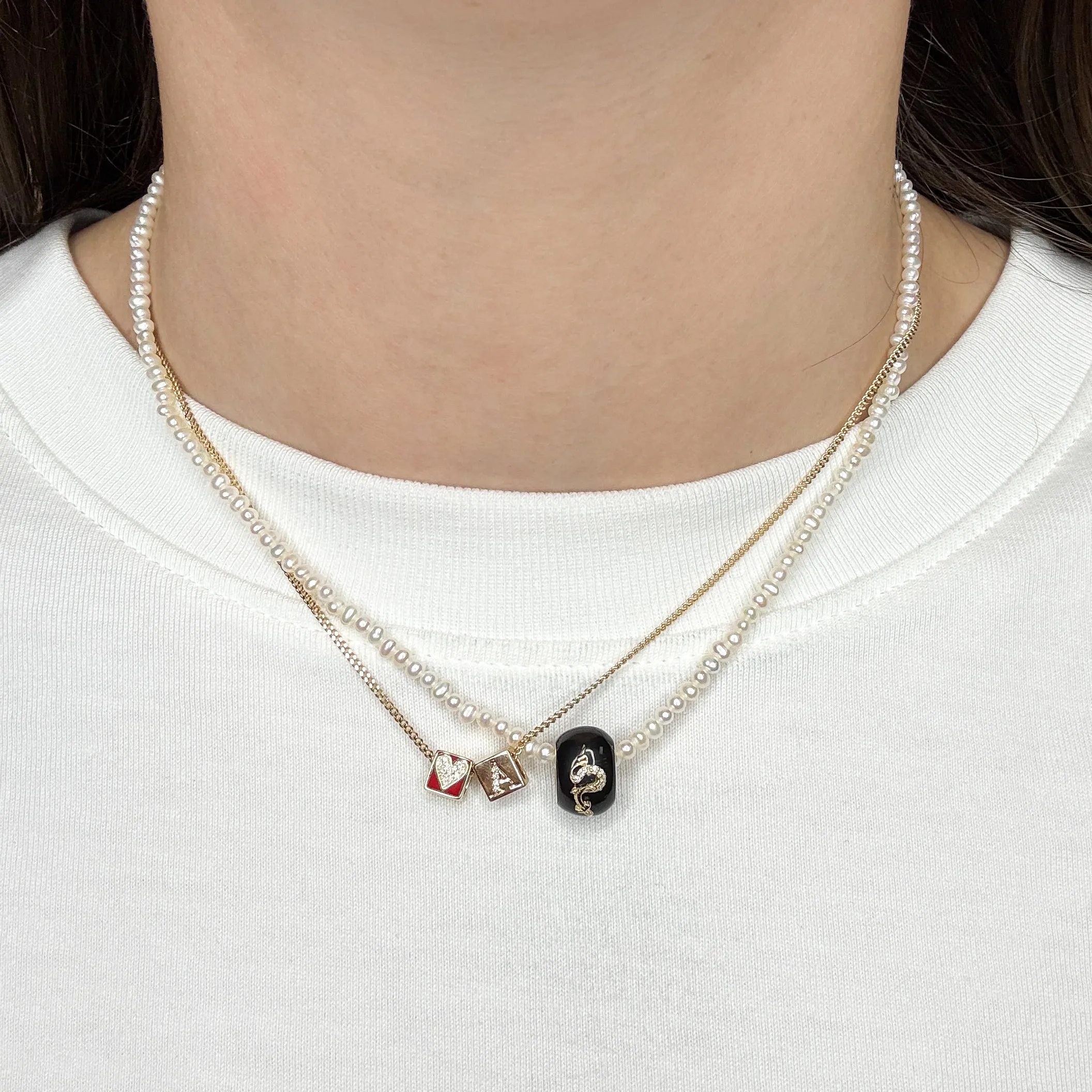 One of a Kind Black Ceramic Pave Dragon Pearl Necklace sold by Adina Reyter product image thumbnail 2