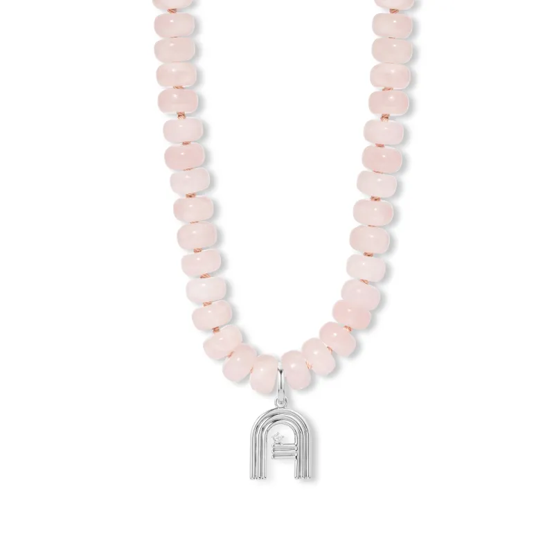 Spring into Pink Gemstone Initial Necklace in Sterling Silver sold by Adina Reyter