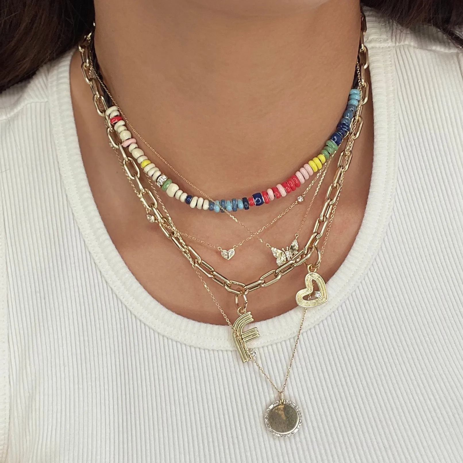 5.3mm Groovy Italian Chain Initial Heart Necklace sold by Adina Reyter product image thumbnail 2