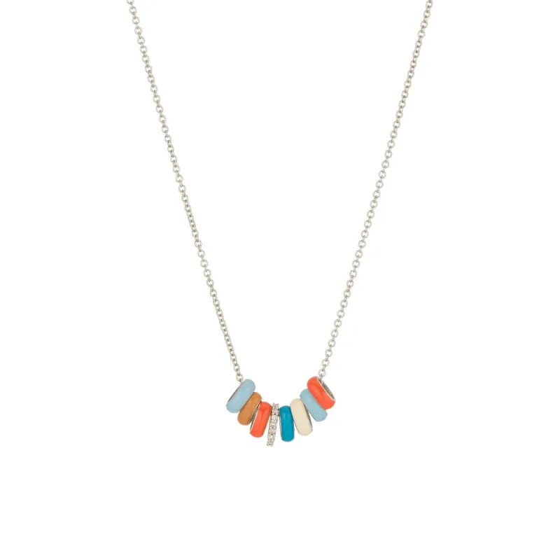 Poolside Diamond + Enamel Mini Bead Necklace sold by Adina Reyter