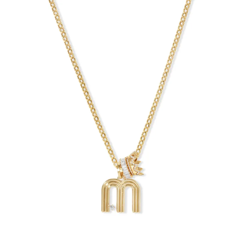 Kate Groovy Diamond Initial Luxe Big Bead Necklace sold by Adina Reyter