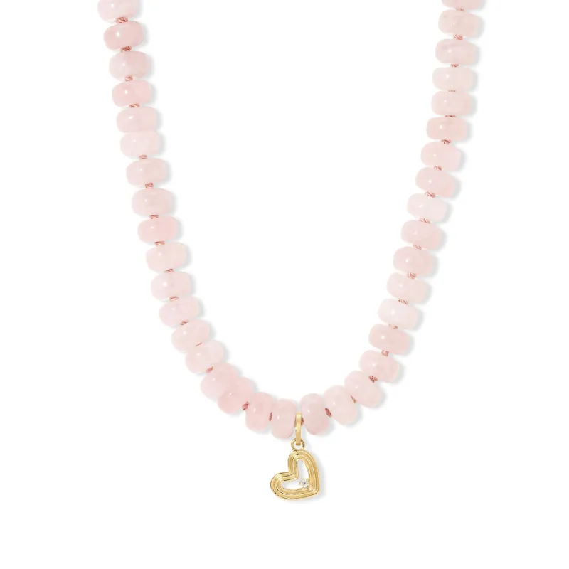 Blush Pink Gemstone Groovy Heart Necklace sold by Adina Reyter