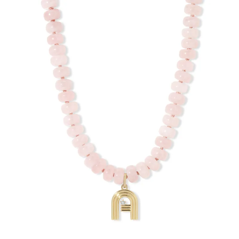 Blush Pink Gemstone Groovy Initial Necklace sold by Adina Reyter