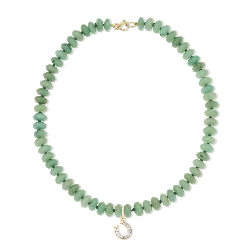 Sage Green Gemstone Baguette Horseshoe Necklace sold by Adina Reyter