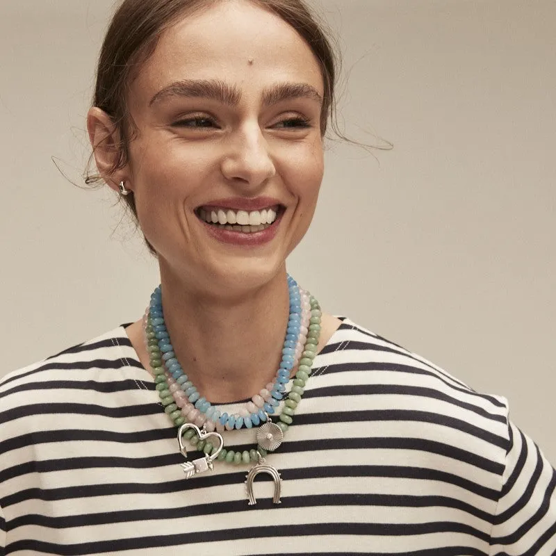 Sage Green Gemstone Groovy Initial Necklace in Sterling Silver sold by Adina Reyter product image thumbnail 2