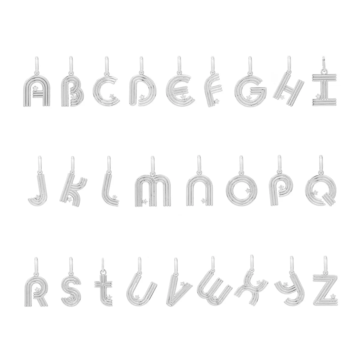 Sage Green Gemstone Groovy Initial Necklace in Sterling Silver sold by Adina Reyter product image thumbnail 3