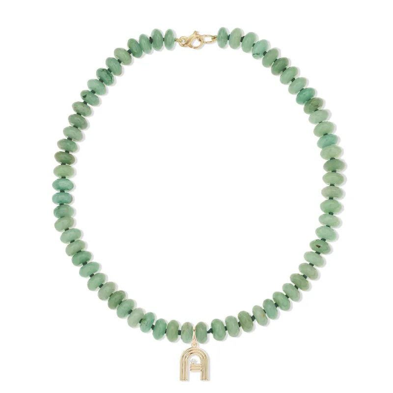 Sage Green Gemstone Groovy Initial Necklace sold by Adina Reyter