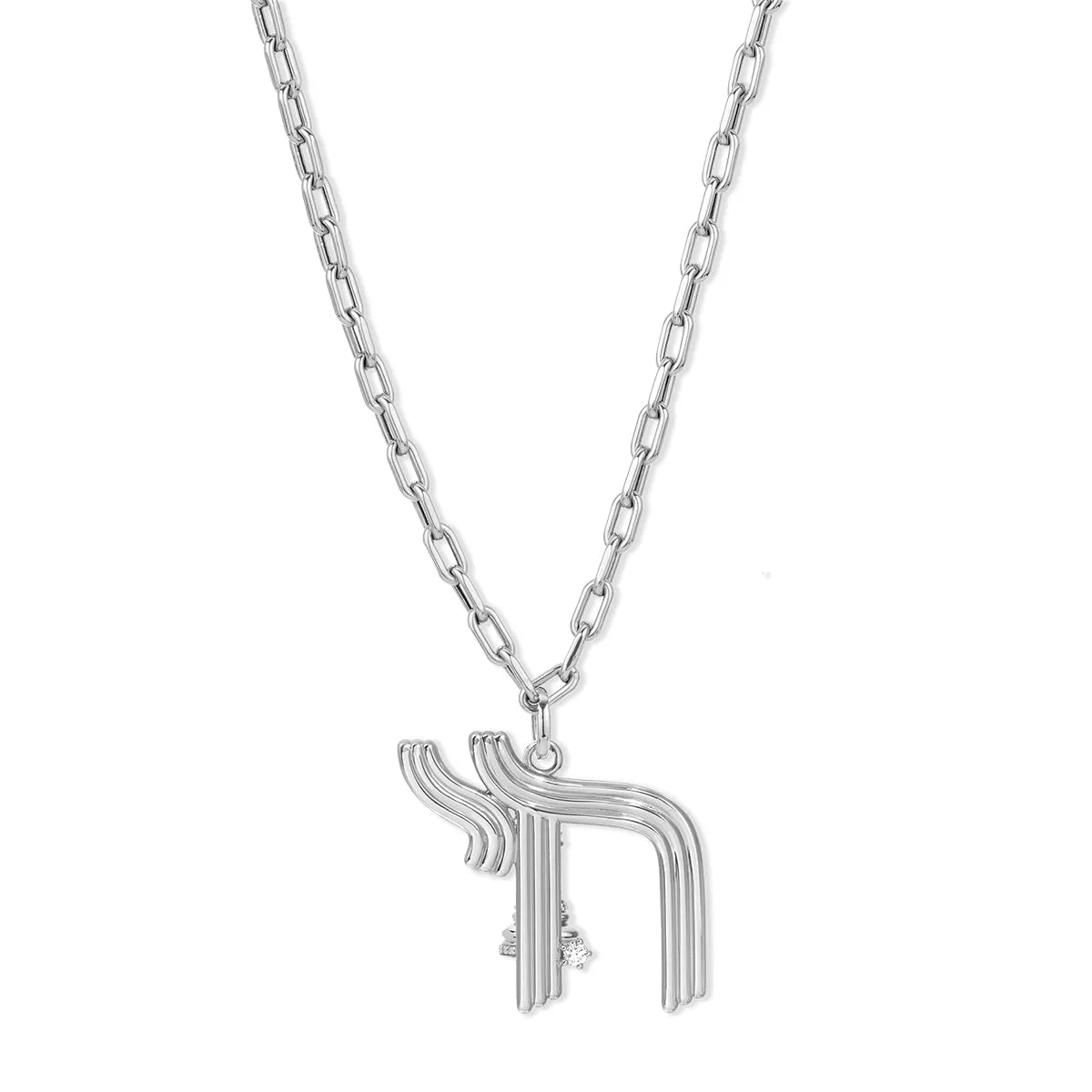 Groovy XL Diamond Chai Hinged Charm in Sterling Silver sold by Adina Reyter product image thumbnail 2