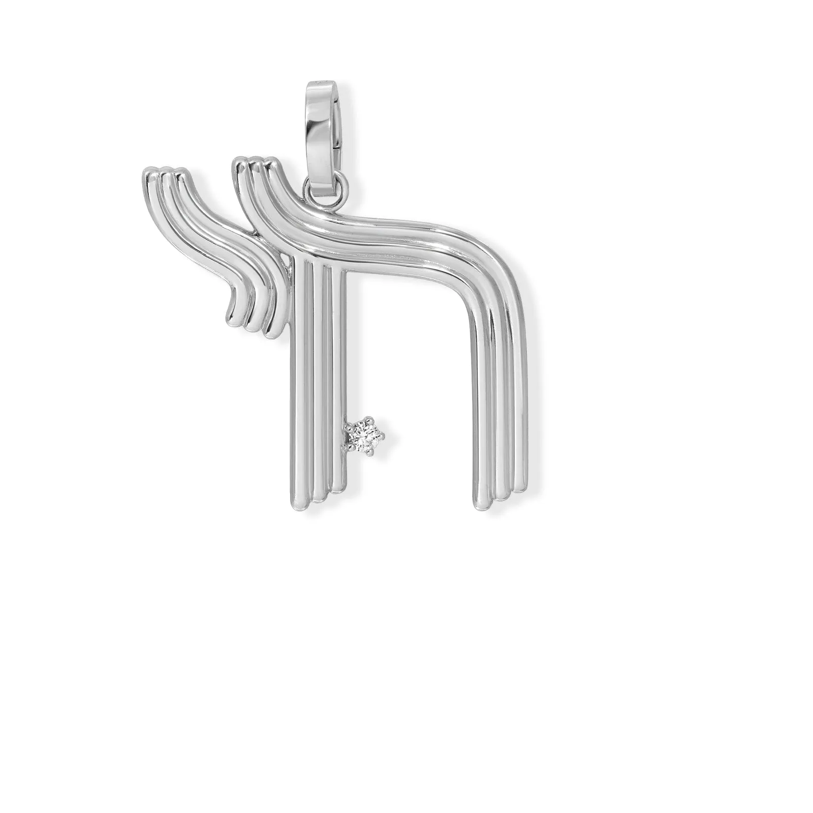 Groovy XL Diamond Chai Hinged Charm in Sterling Silver sold by Adina Reyter