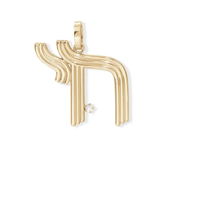 Groovy XL Diamond Chai Hinged Charm sold by Adina Reyter