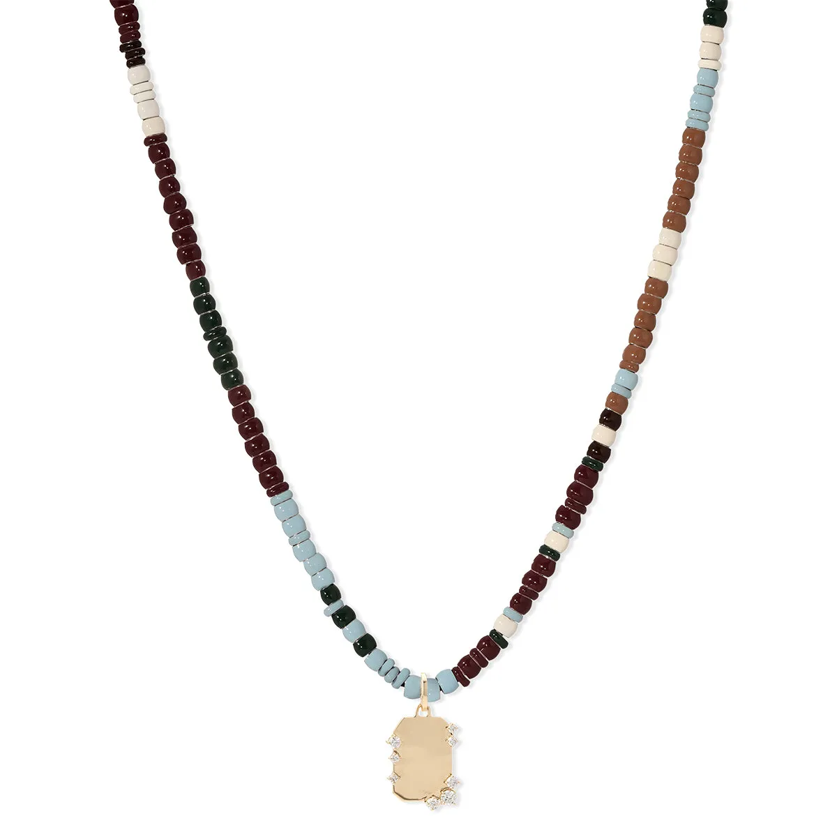 Ivy League Diamond Dog Tag Full Enamel Mini Bead Necklace sold by Adina Reyter