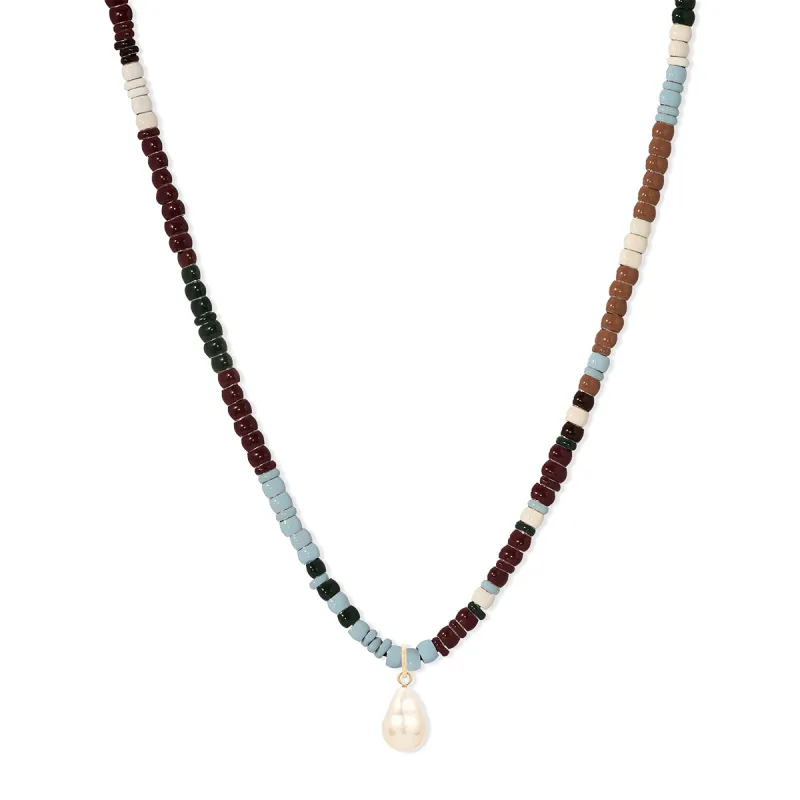 Ivy League Pearl Drop Full Enamel Mini Bead Necklace sold by Adina Reyter