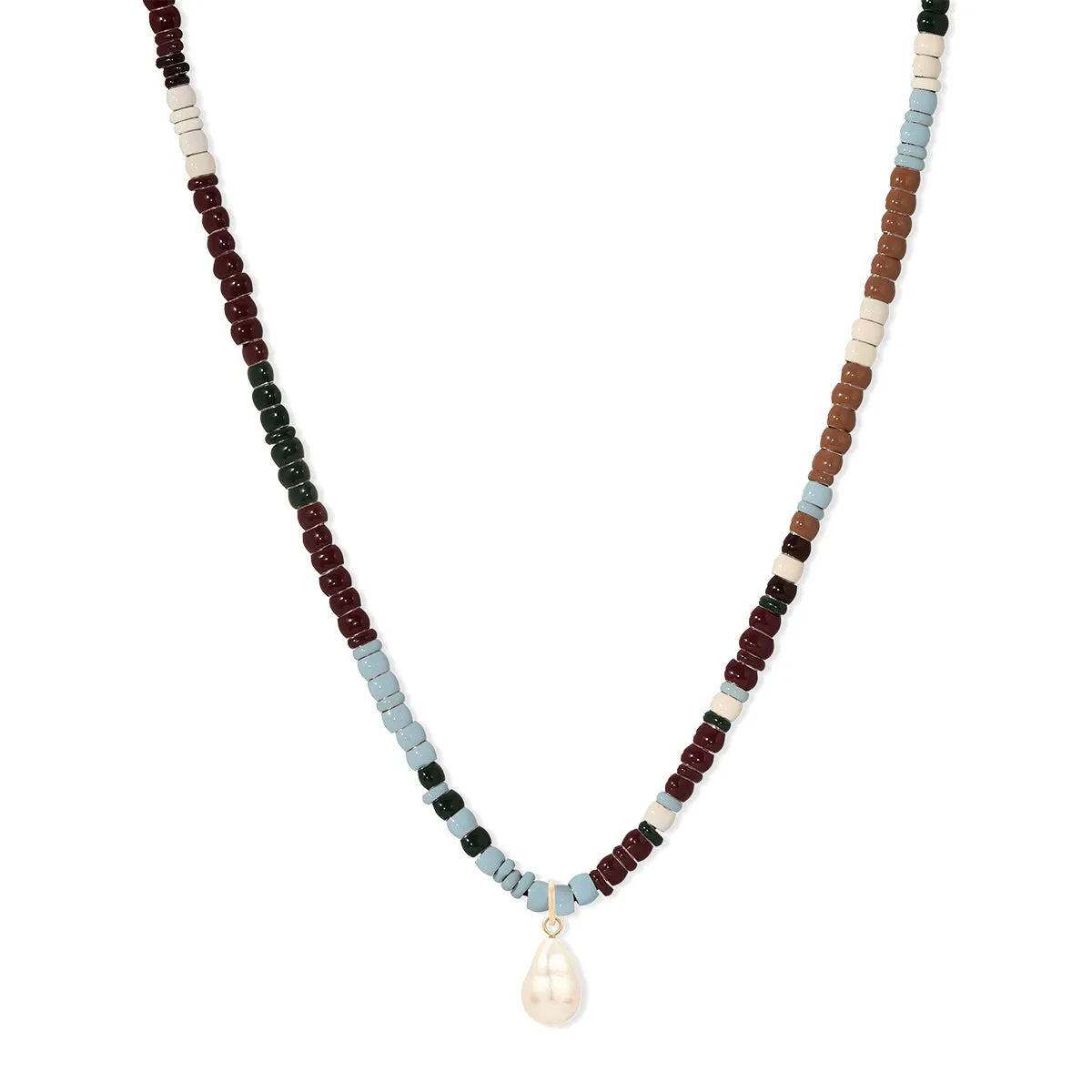 Ivy League Pearl Drop Full Enamel Mini Bead Necklace sold by Adina Reyter