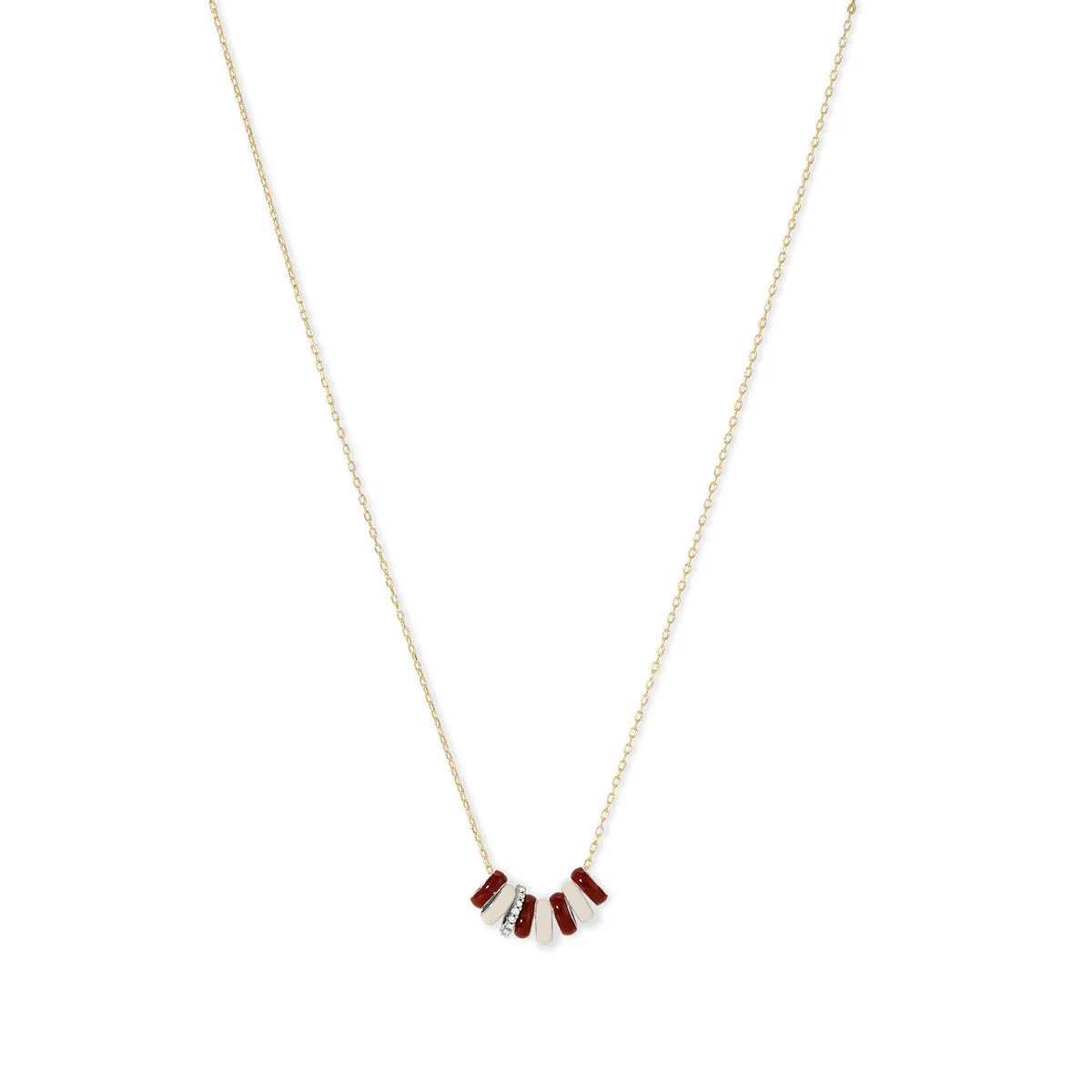 Cherry Soda Stripes Diamond + Enamel Mini Bead Necklace sold by Adina Reyter