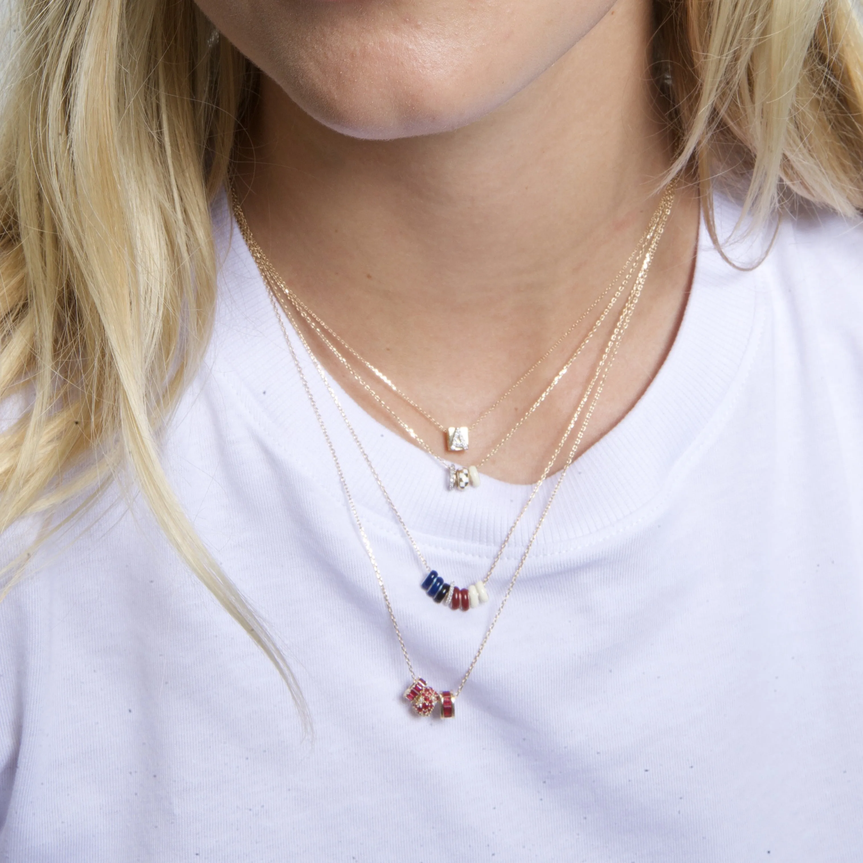 Ivy League Diamond + Enamel Mini Bead Necklace sold by Adina Reyter product image thumbnail 2