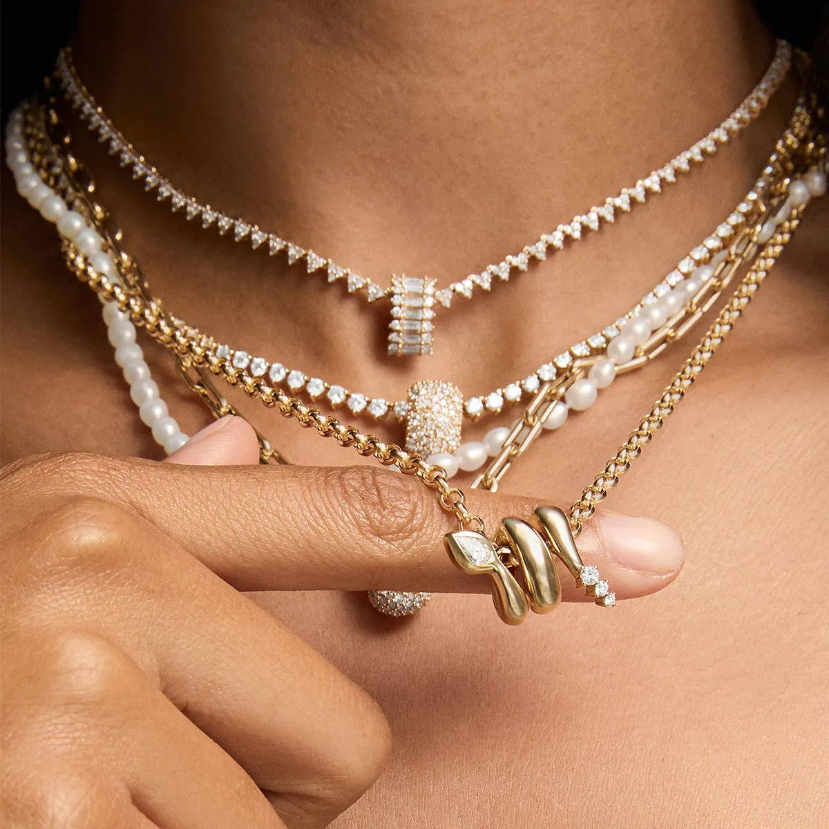 Diamond Snake Wrap Big Bead Necklace - Lab Grown sold by Adina Reyter product image thumbnail 2