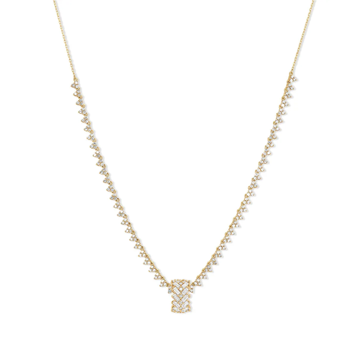 Chevron Baguette Big Bead Tennis Necklace sold by Adina Reyter